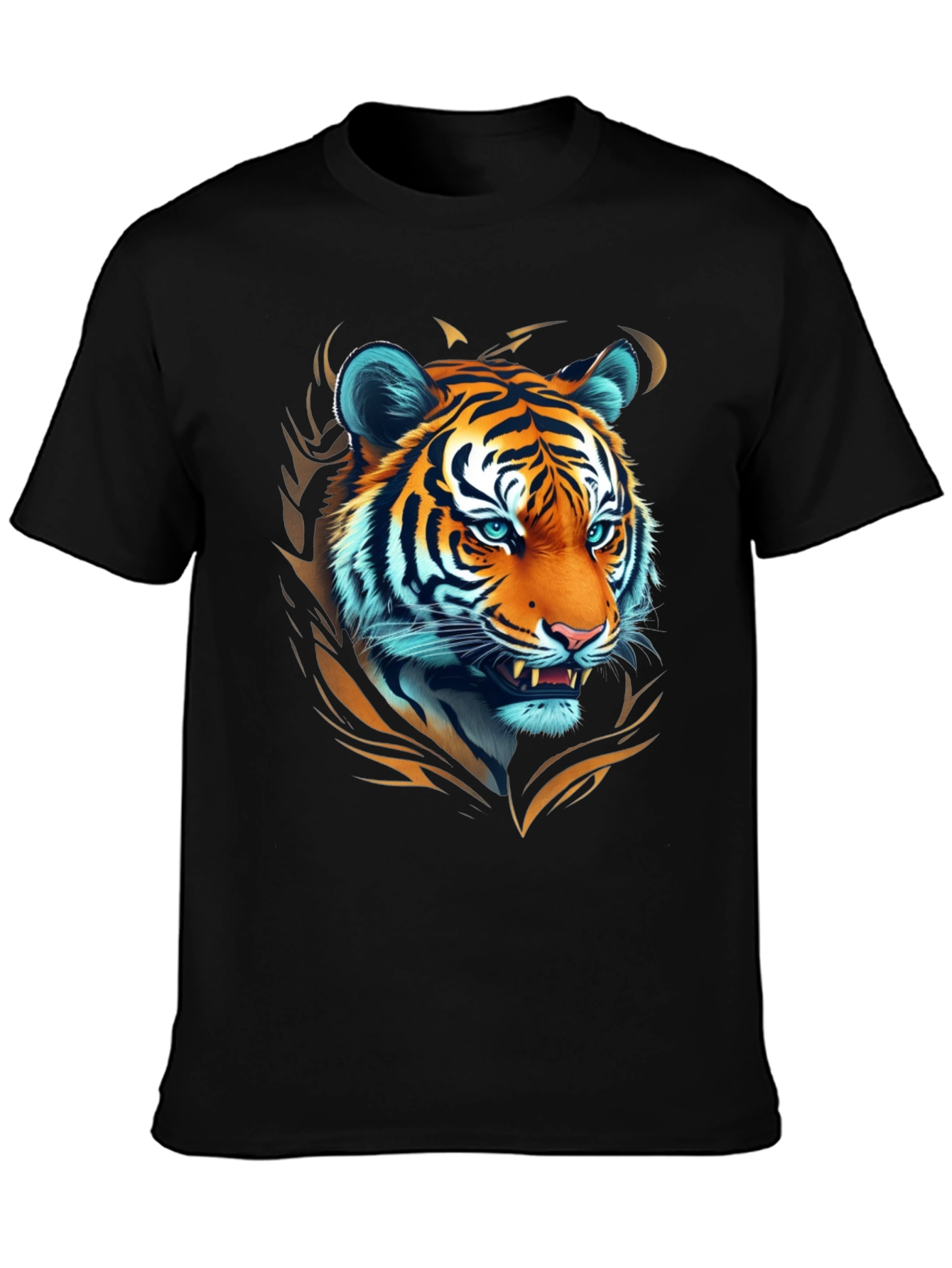 Bold Tiger Graphic Tee - Premium Black Cotton