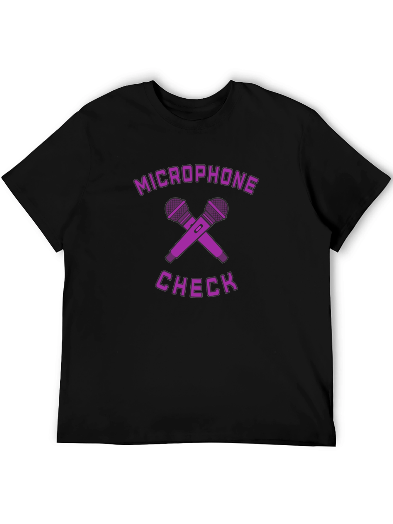 Microphone Check Graphic Tee - Black Cotton T-Shirt