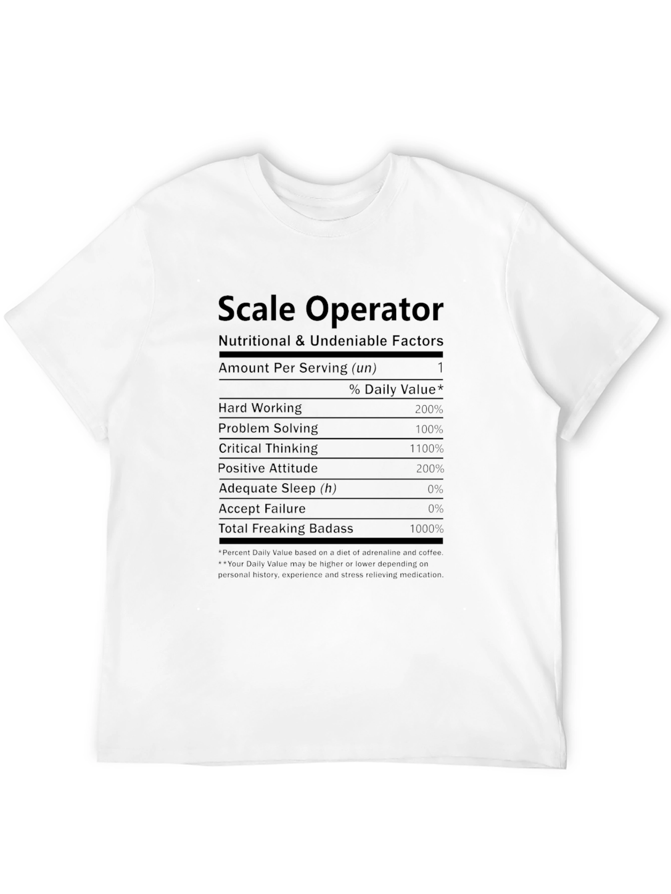 Scale Operator Nutritional Facts T-Shirt