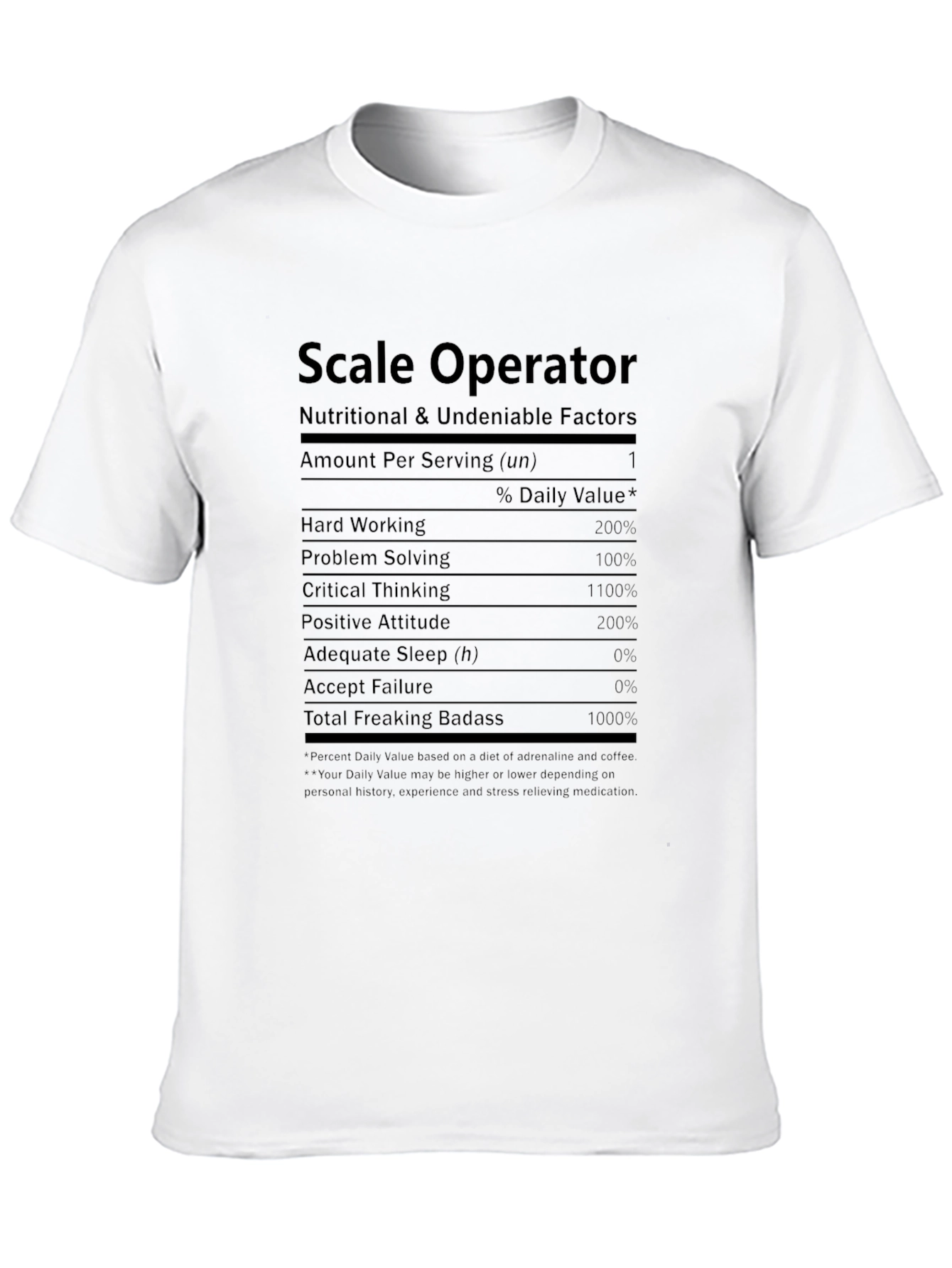 Scale Operator Nutritional Facts T-Shirt