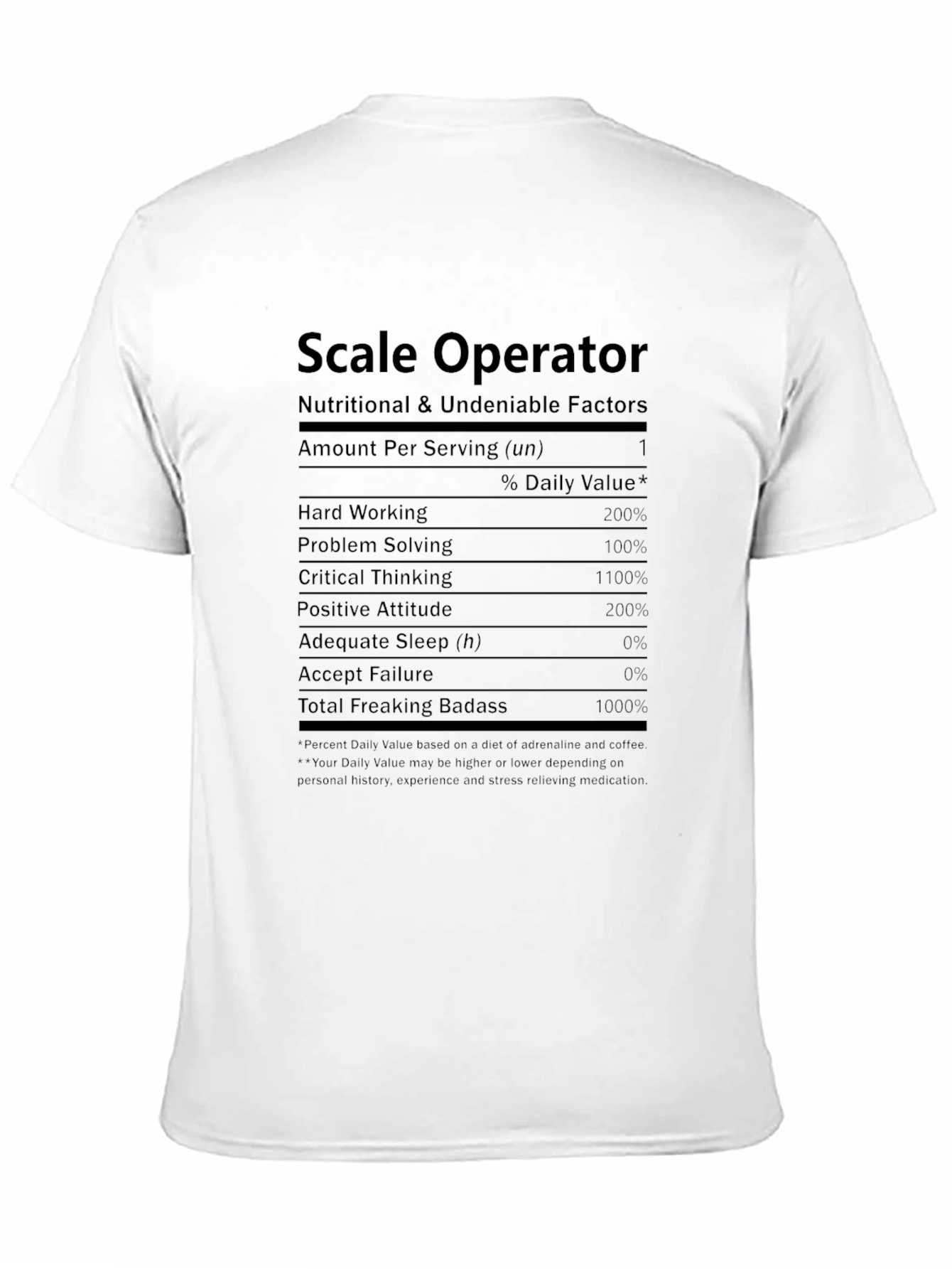 Scale Operator Nutritional Facts T-Shirt