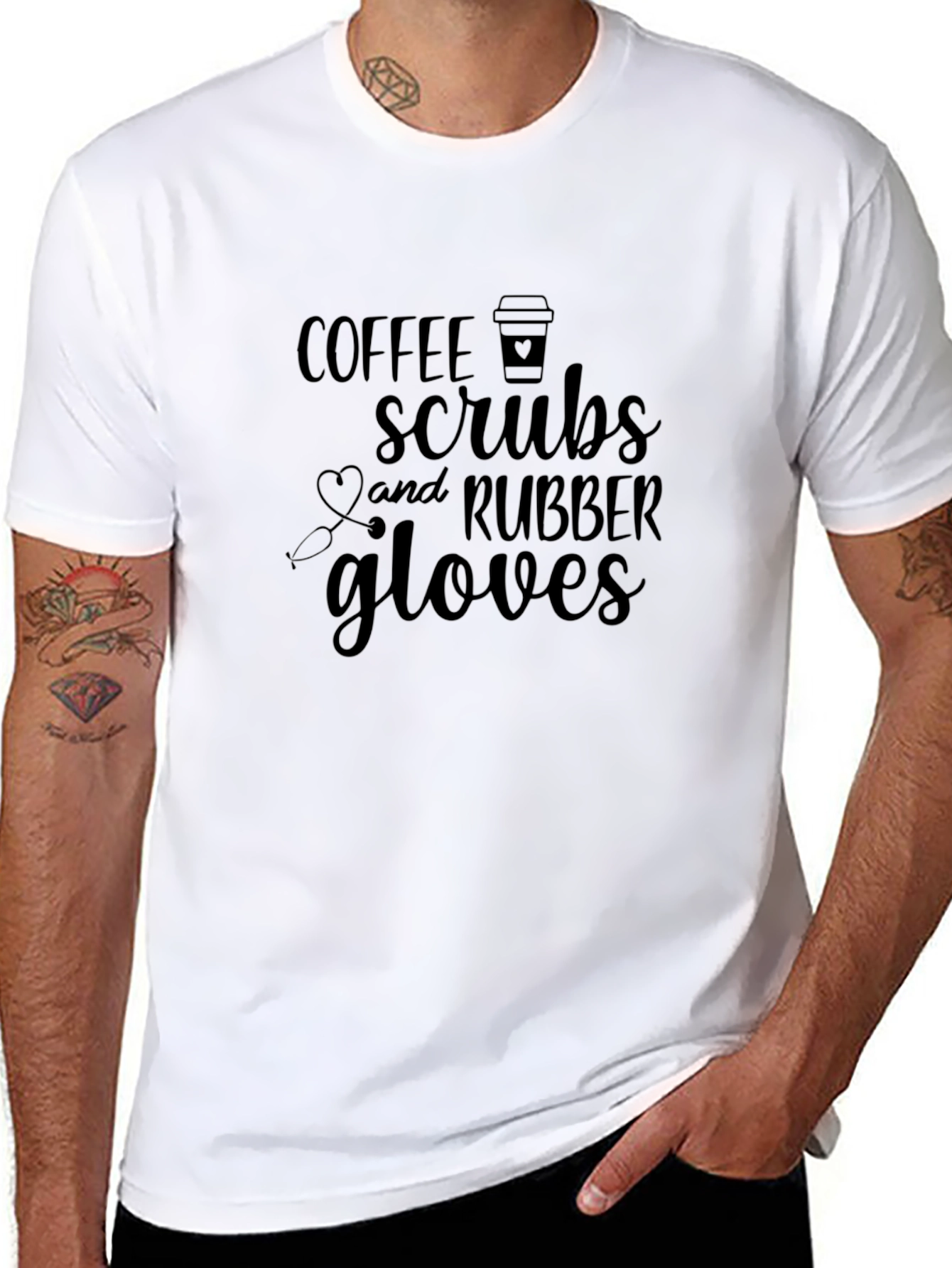 Coffee Scrubs Rubber Gloves Graphic T-Shirt
