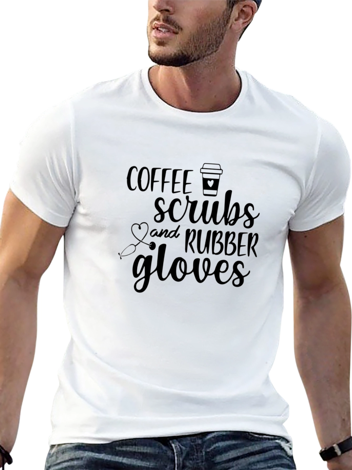 Coffee Scrubs Rubber Gloves Graphic T-Shirt