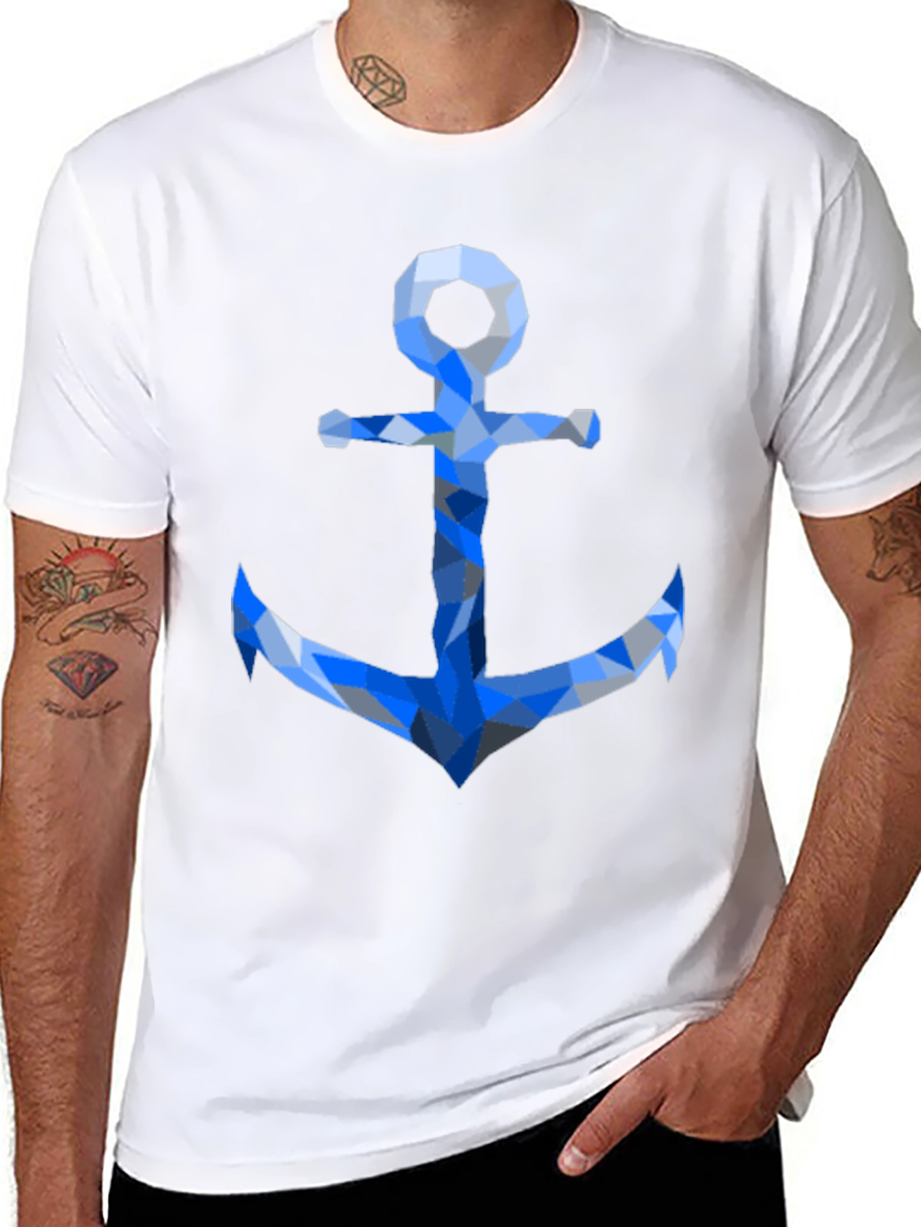 Geometric Anchor Graphic Tee - Black Casual Shirt