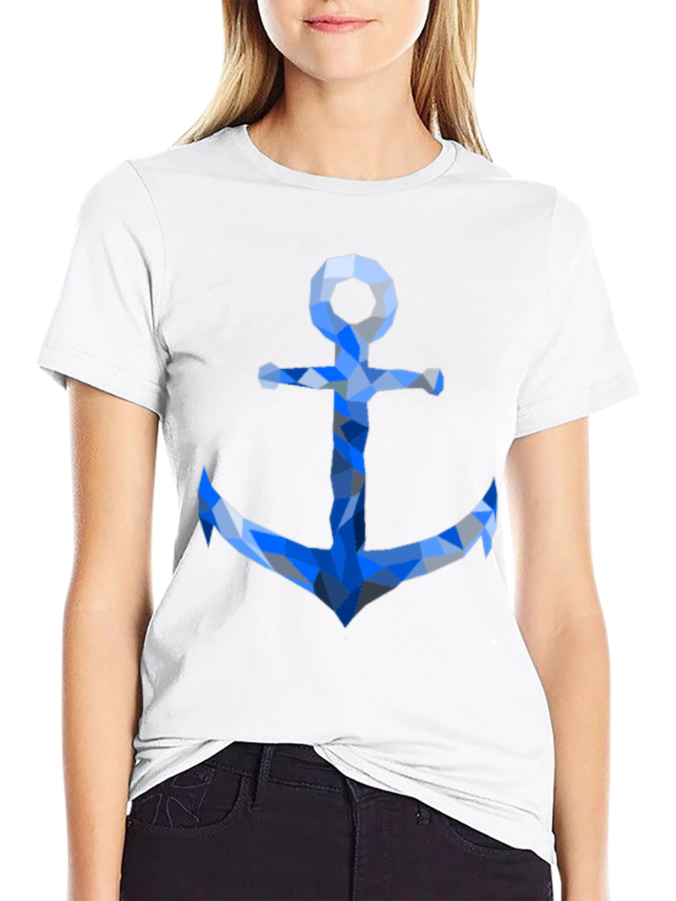 Geometric Anchor Graphic Tee - Black Casual Shirt
