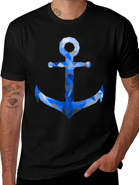 Geometric Anchor Graphic Tee - Black Casual Shirt