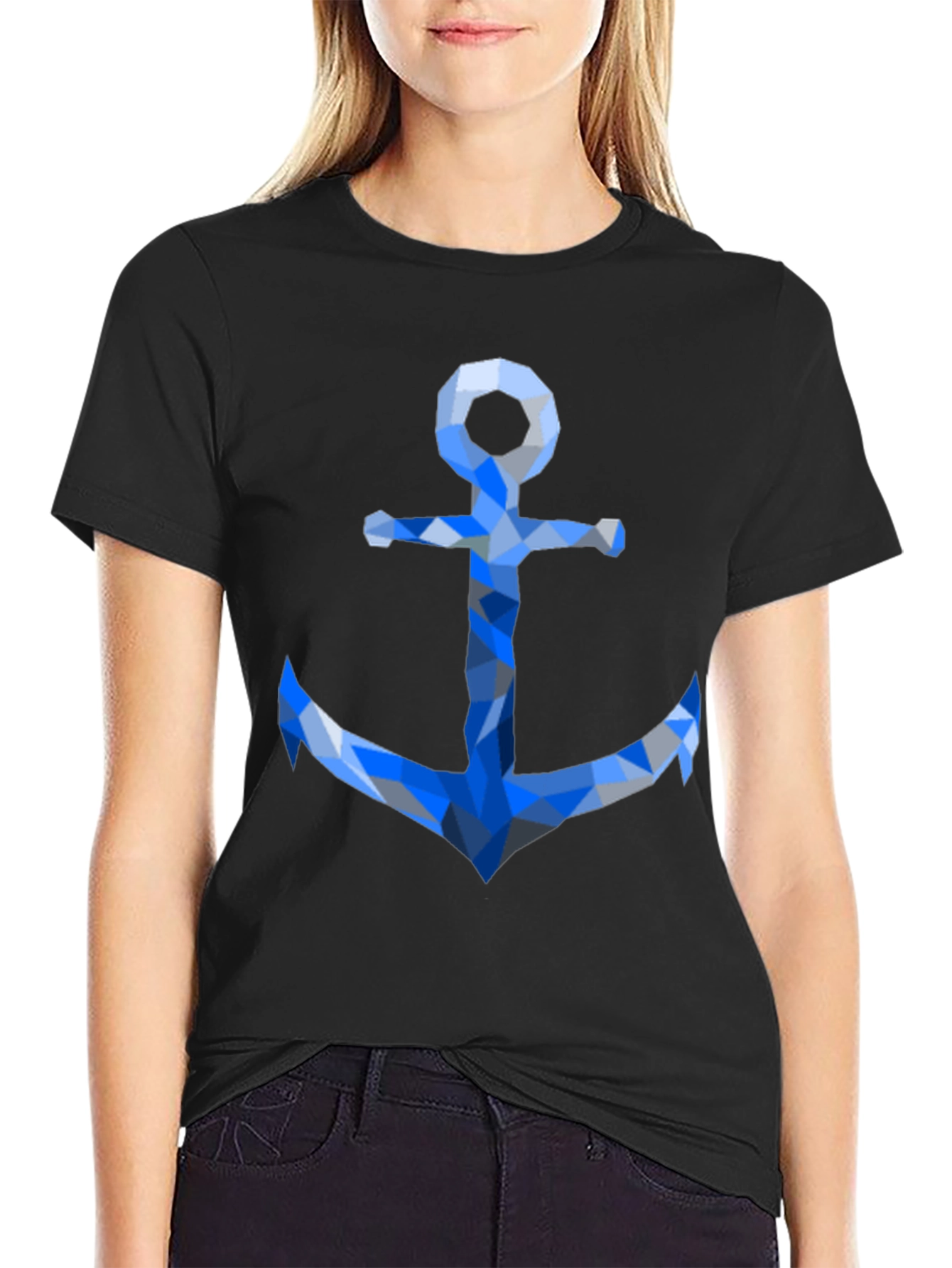 Geometric Anchor Graphic Tee - Black Casual Shirt