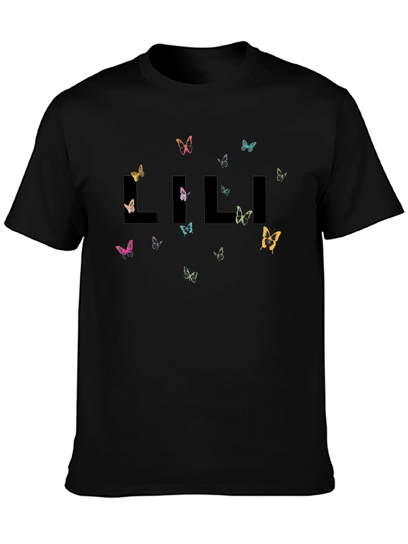 Lili Butterfly Graphic Black T-Shirt