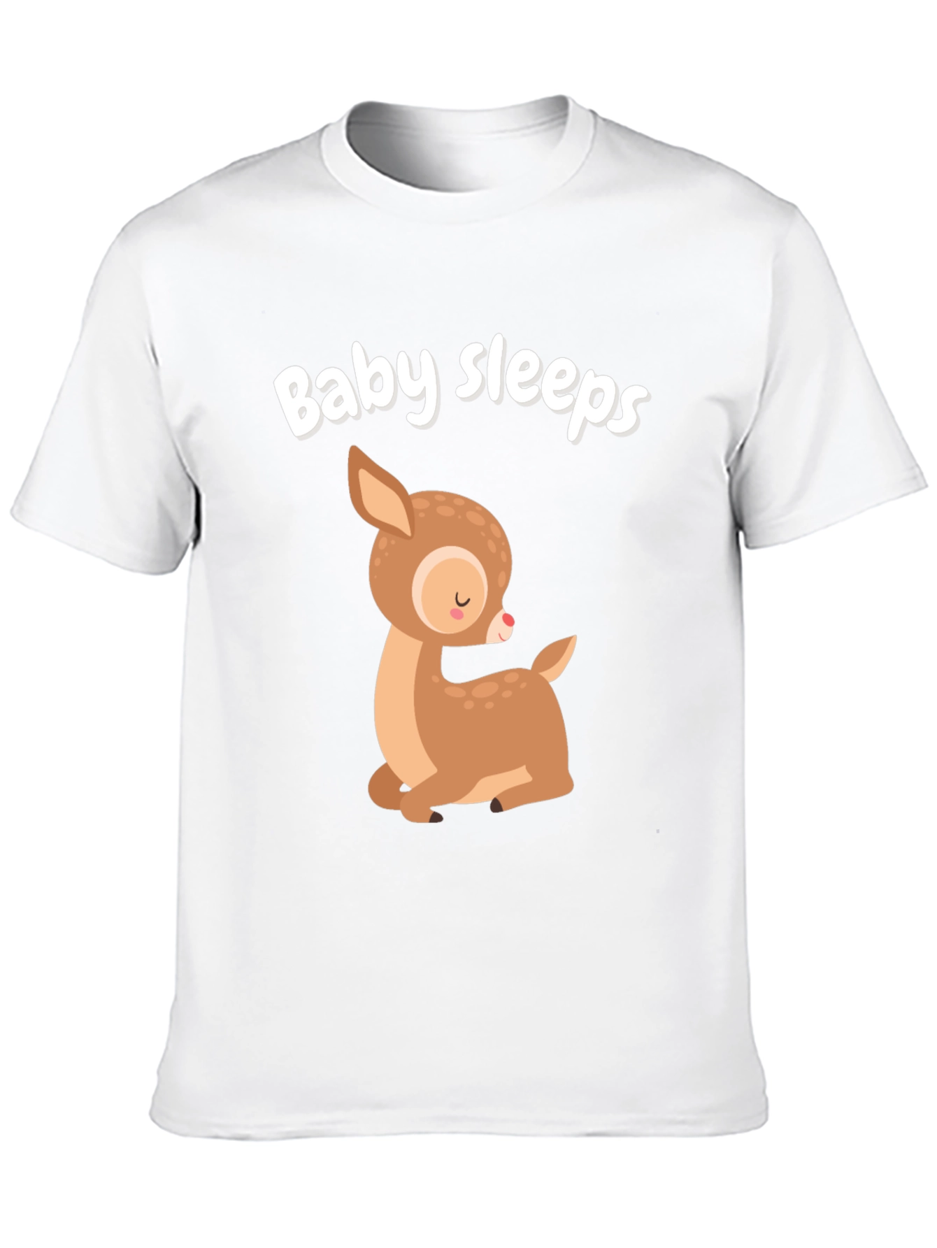 Baby Sleeps Deer Graphic Tee - Cute Cartoon Style