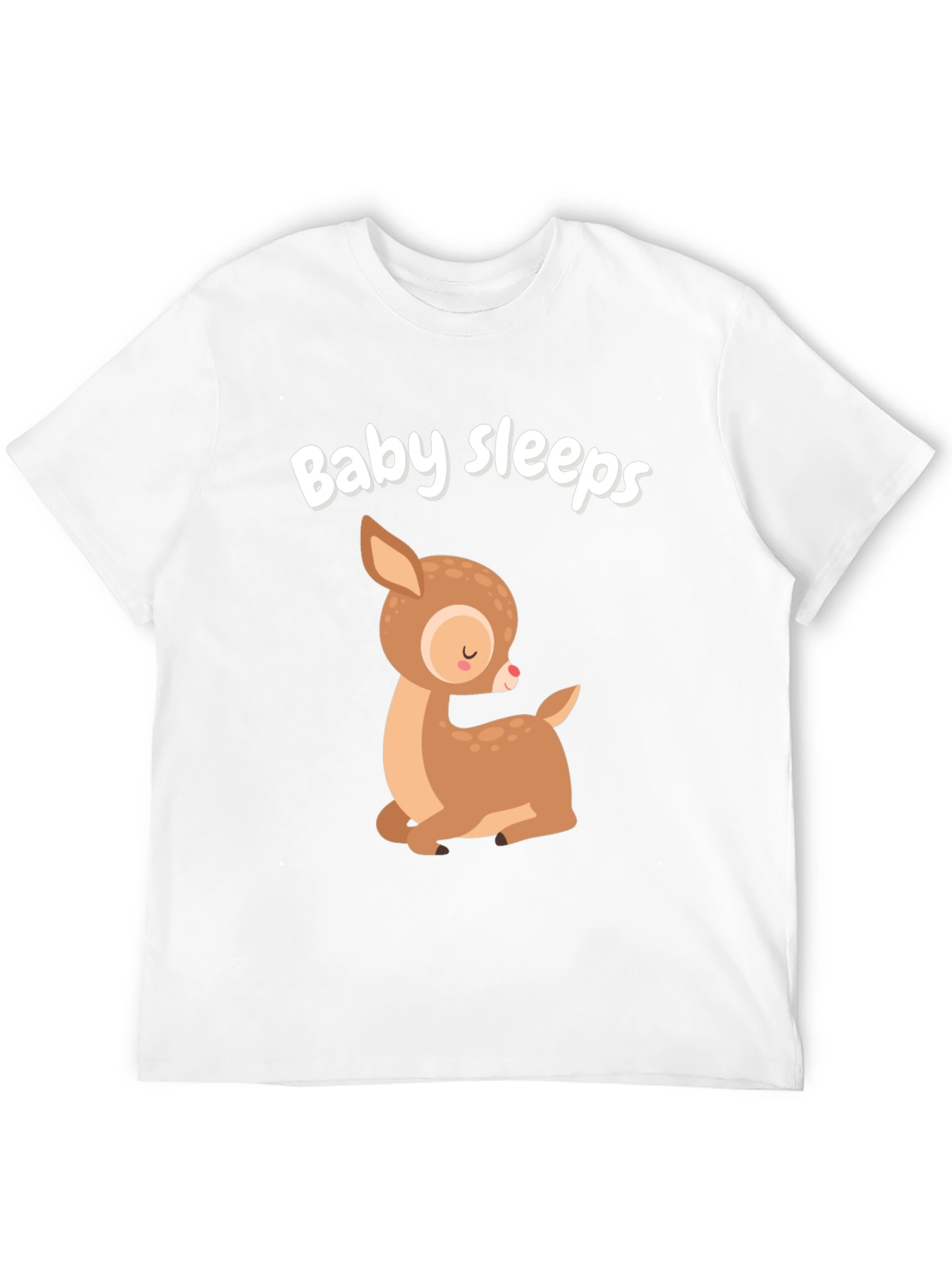 Baby Sleeps Deer Graphic Tee - Cute Cartoon Style