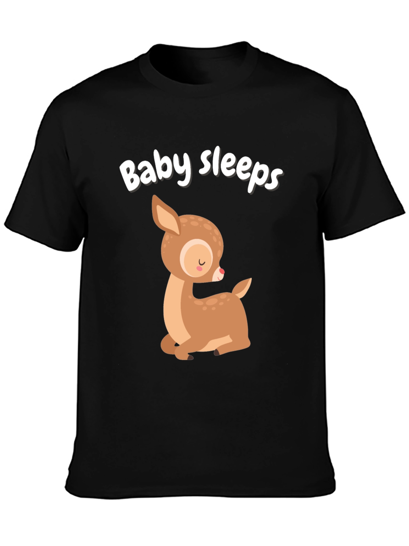 Baby Sleeps Deer Graphic Tee - Cute Cartoon Style