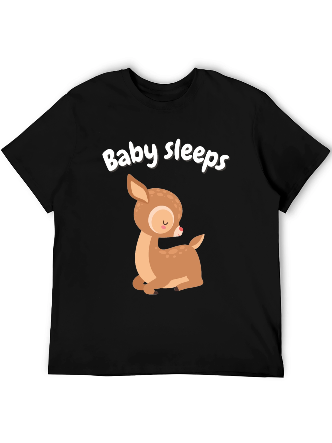 Baby Sleeps Deer Graphic Tee - Cute Cartoon Style