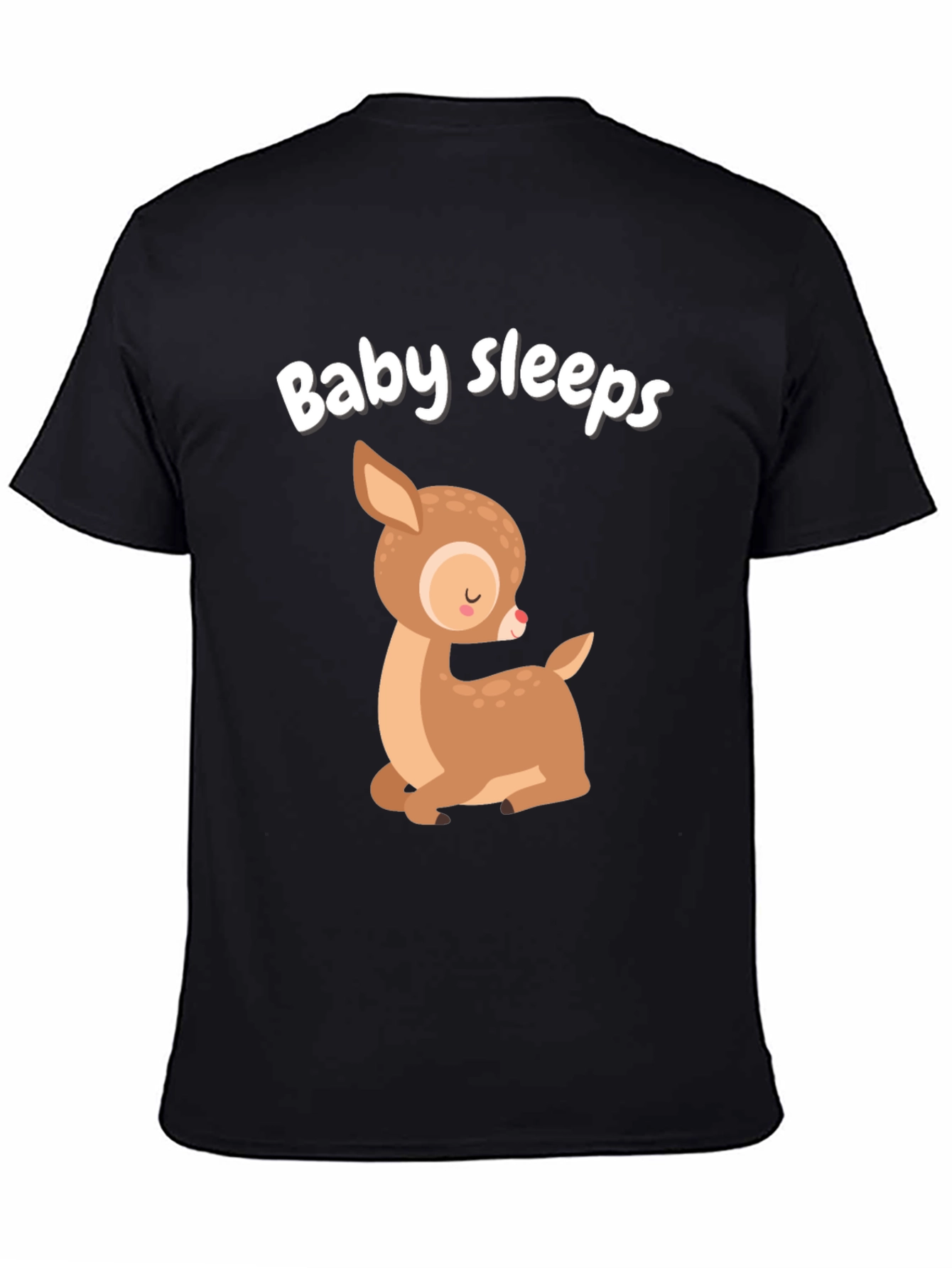 Baby Sleeps Deer Graphic Tee - Cute Cartoon Style
