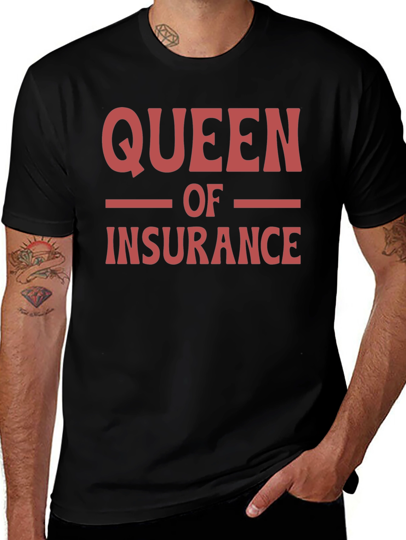 Queen of Insurance T-Shirt - Black Crew Neck Tee