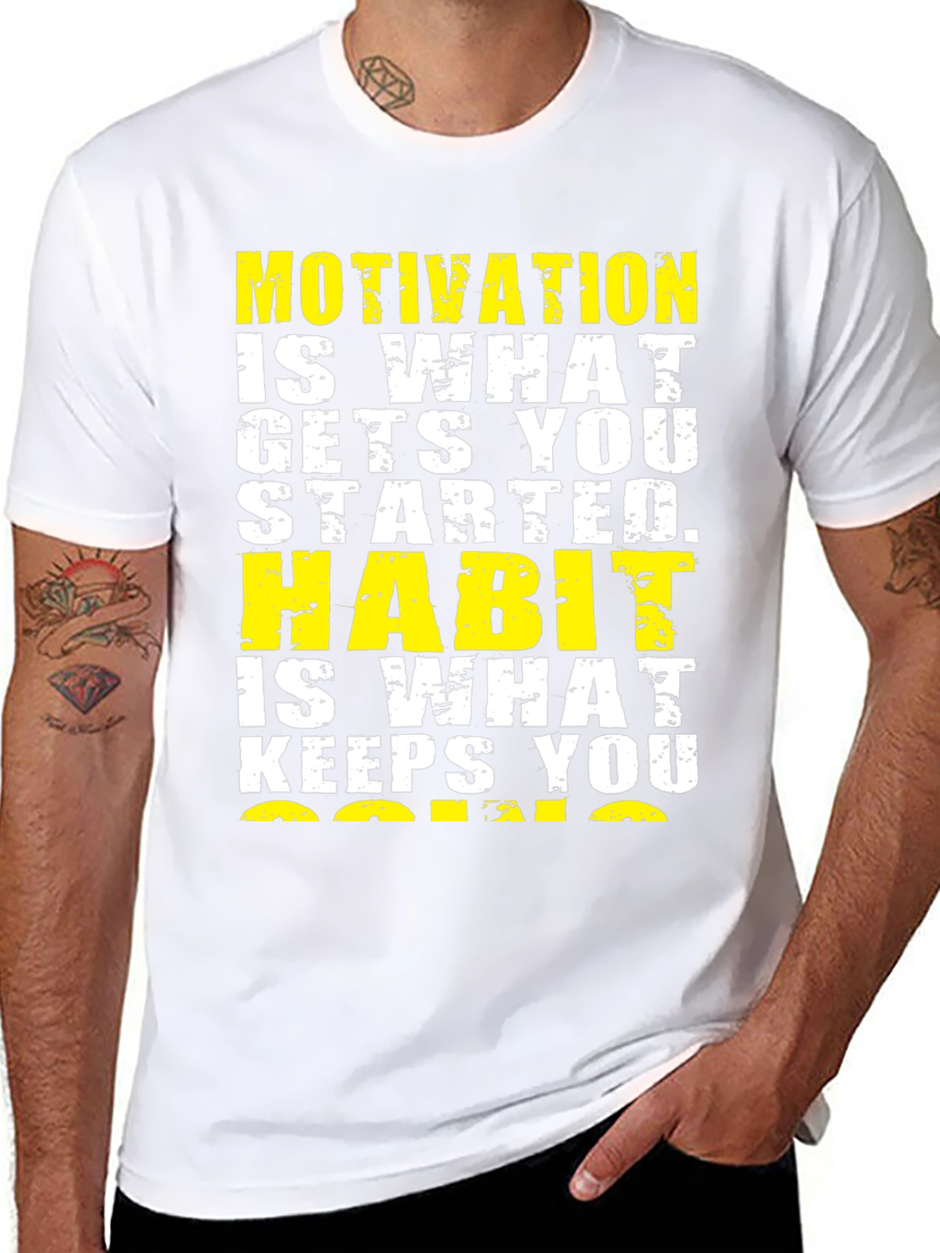 Motivation & Habit Graphic Tee - Mens Black T-Shirt