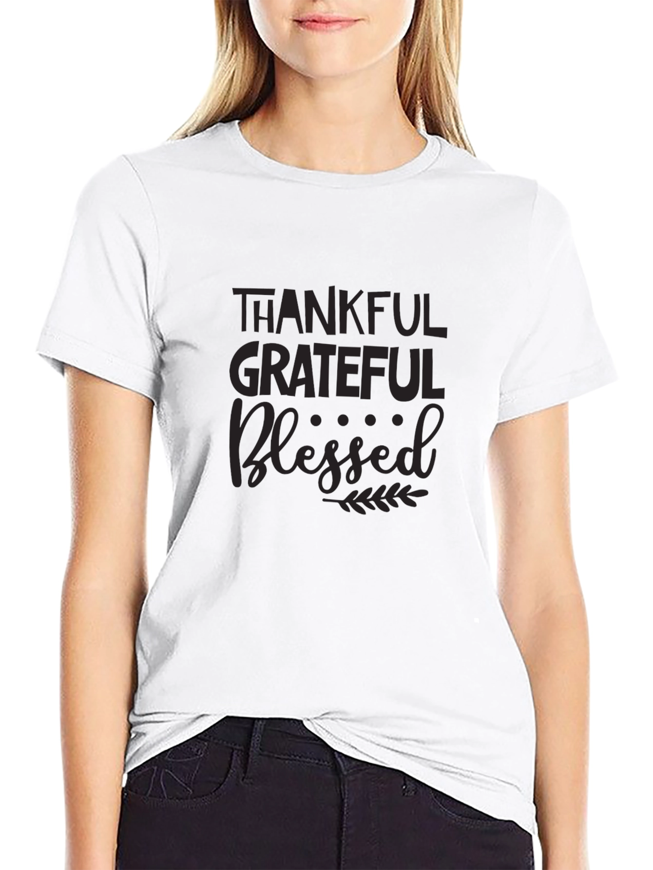 Thankful Grateful Blessed T-Shirt - Black