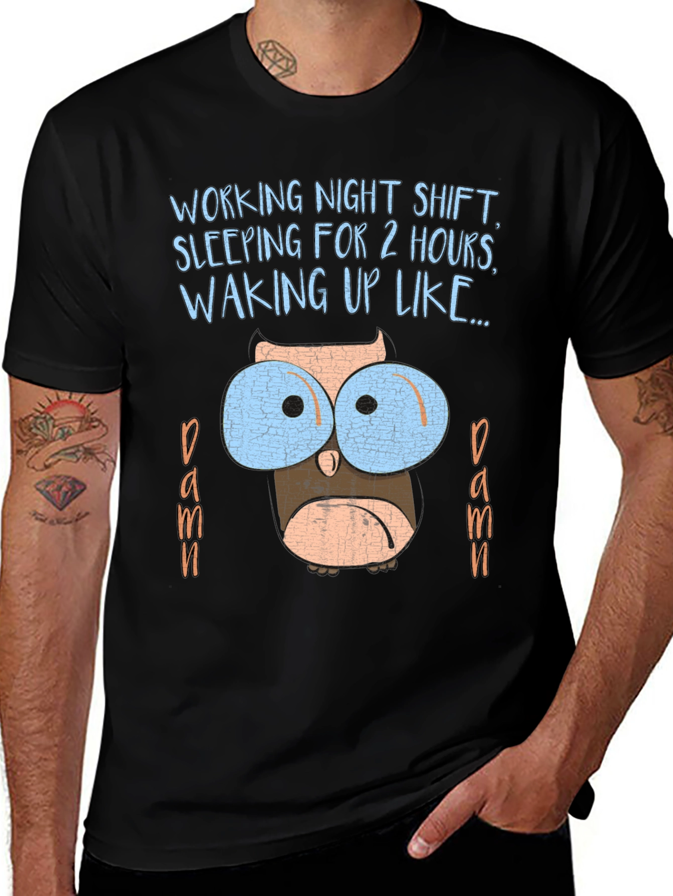 Night Shift Owl T-Shirt Funny Sleep Deprived Graphic Tee