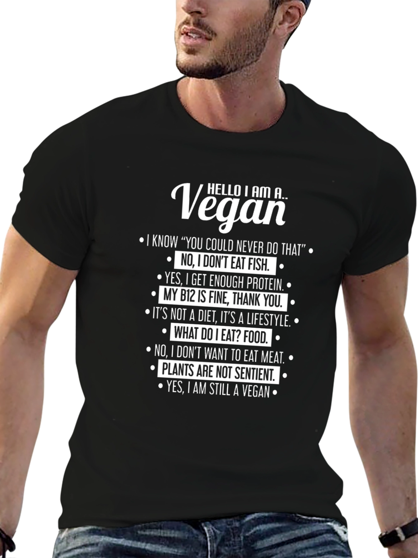 Hello I Am A Vegan Funny Slogan T-Shirt