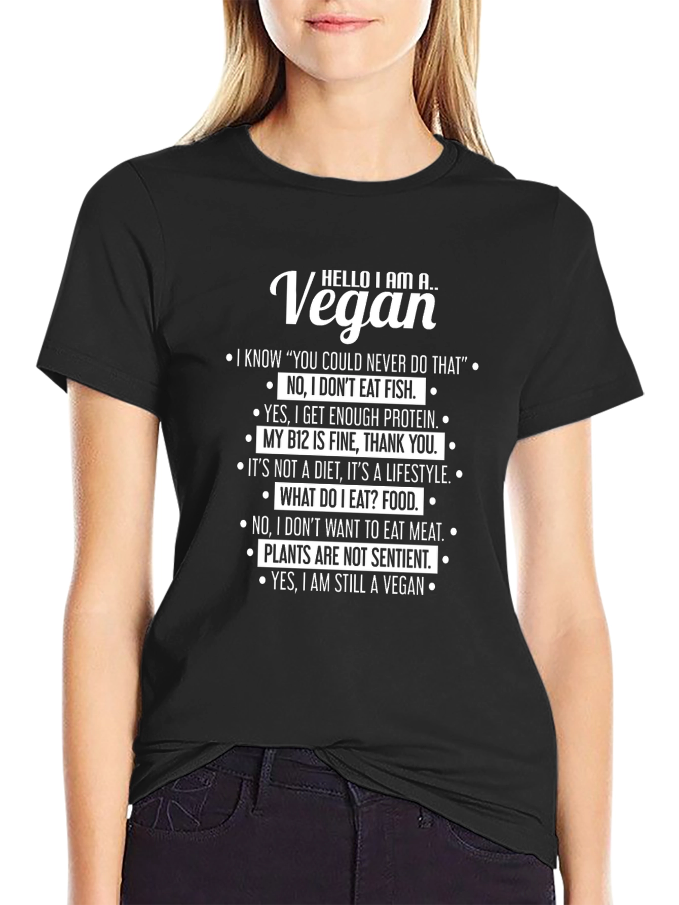 Hello I Am A Vegan Funny Slogan T-Shirt
