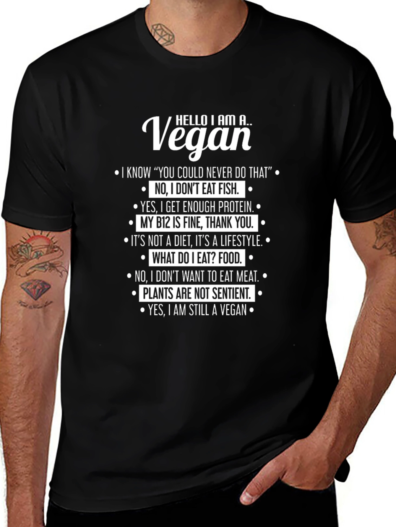 Hello I Am A Vegan Funny Slogan T-Shirt