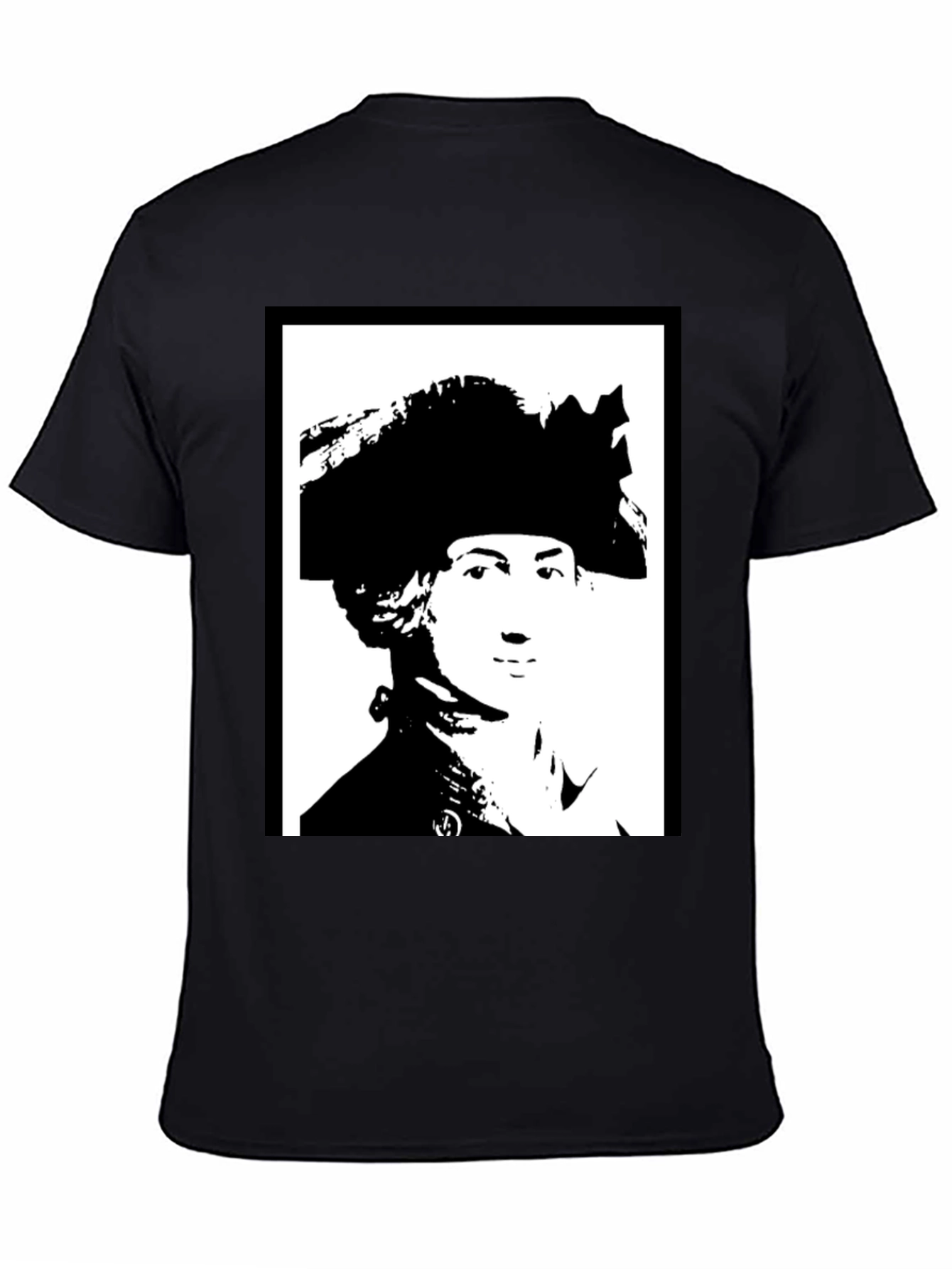 Black T-Shirt with Silhouette Portrait Graphic