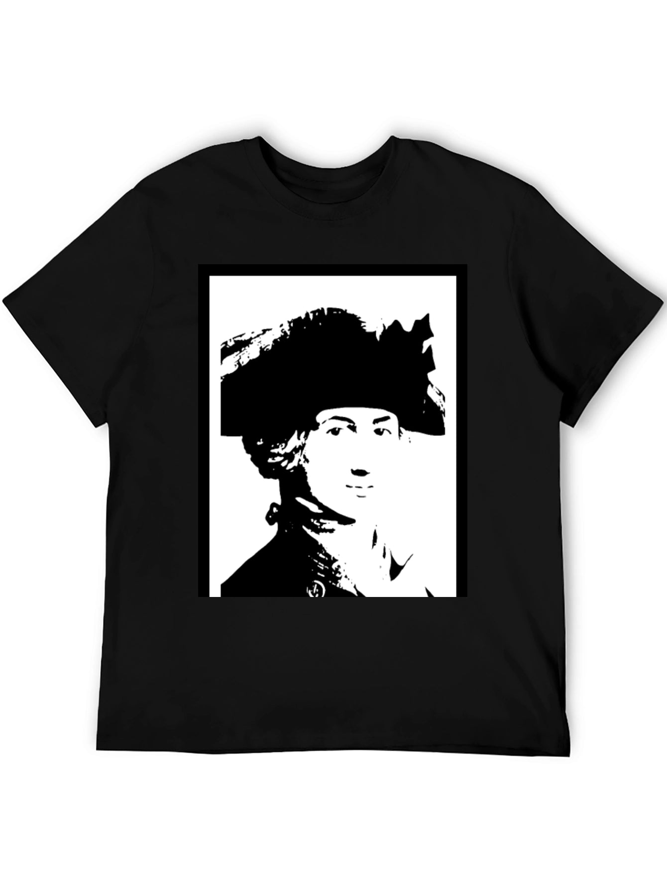 Black T-Shirt with Silhouette Portrait Graphic