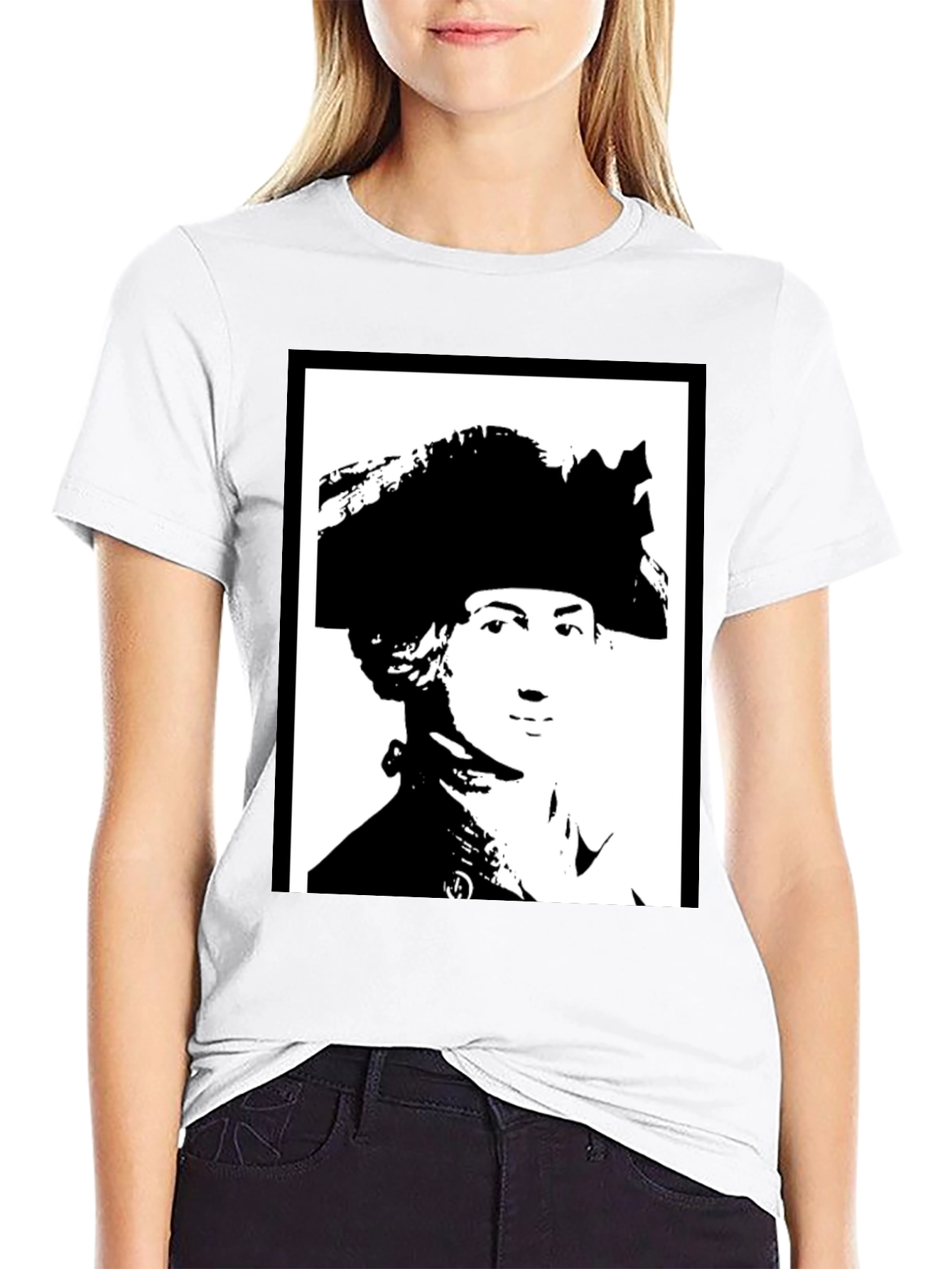 Black T-Shirt with Silhouette Portrait Graphic
