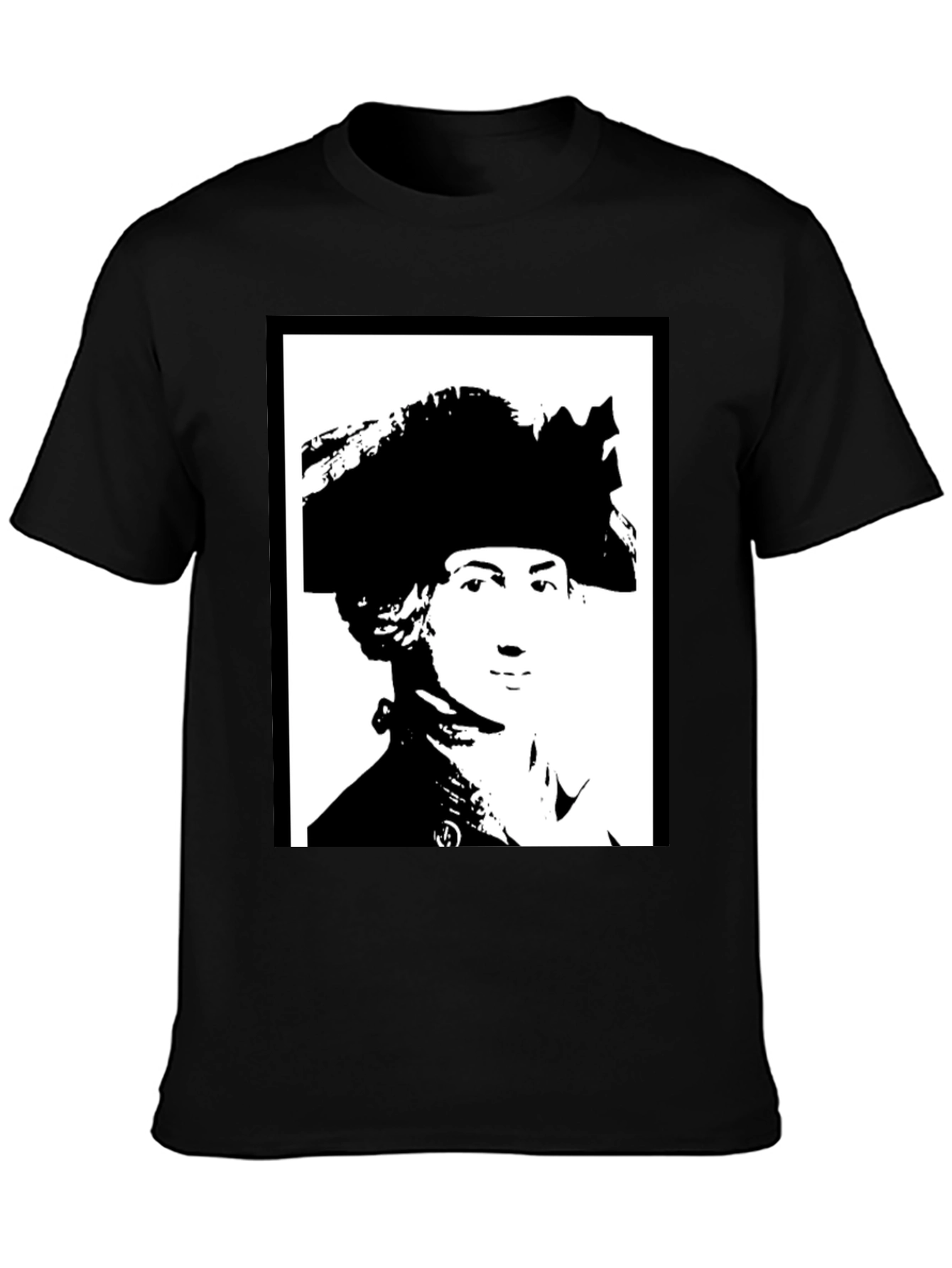 Black T-Shirt with Silhouette Portrait Graphic