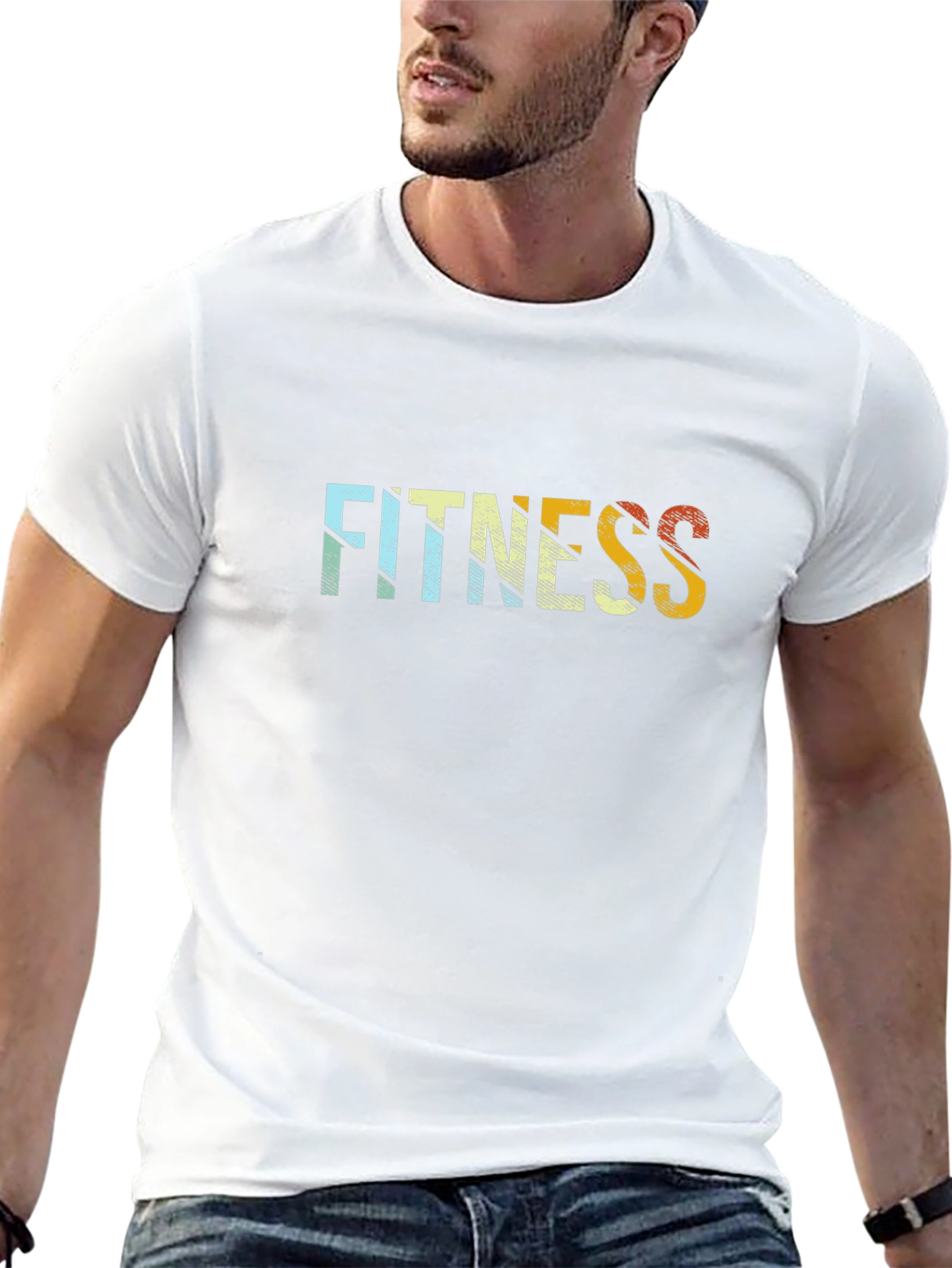 Retro Fitness Graphic Tee - Black Cotton Blend