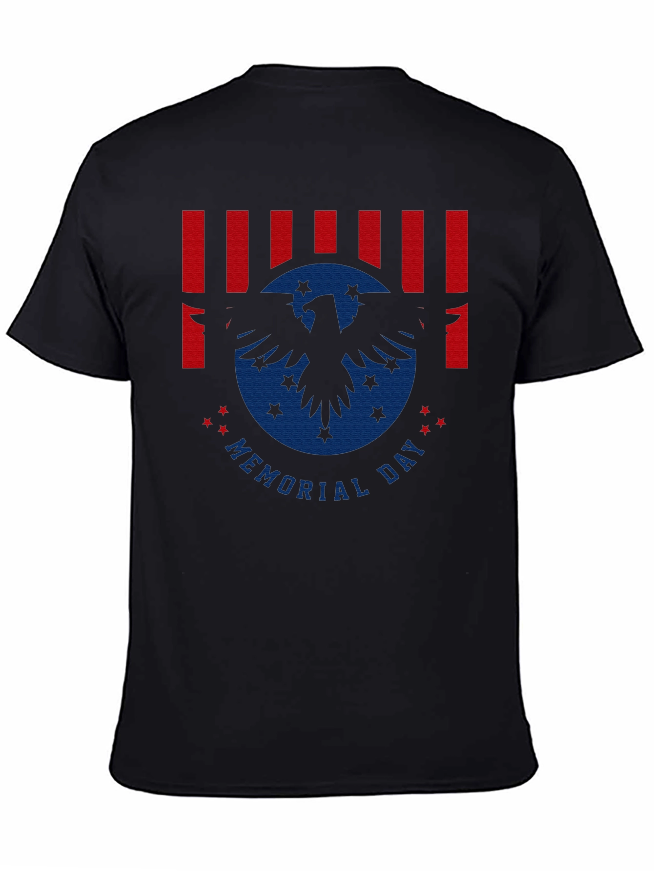 Memorial Day Eagle Graphic Print Black T-Shirt