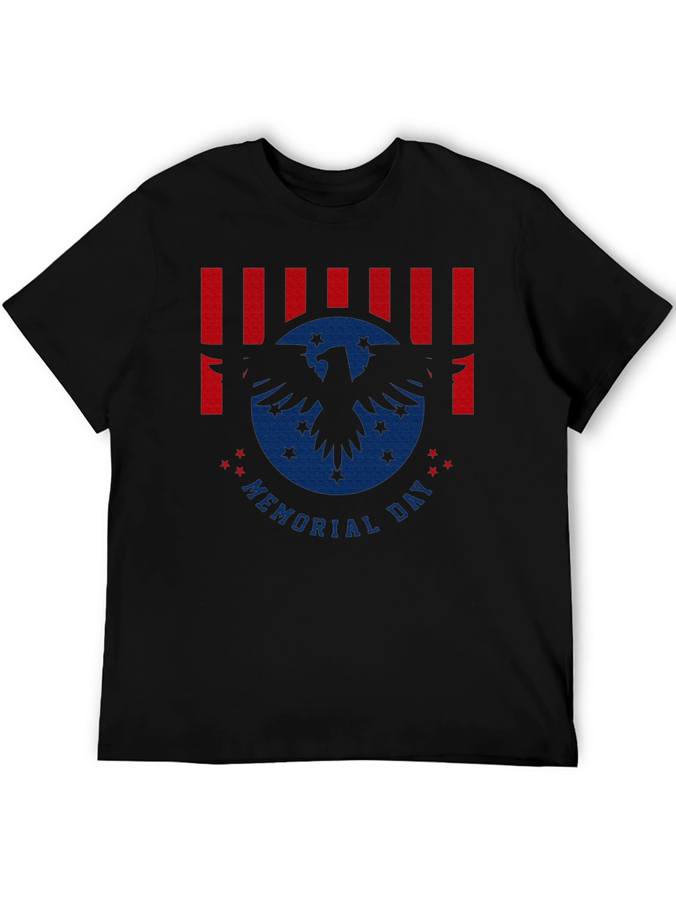 Memorial Day Eagle Graphic Print Black T-Shirt
