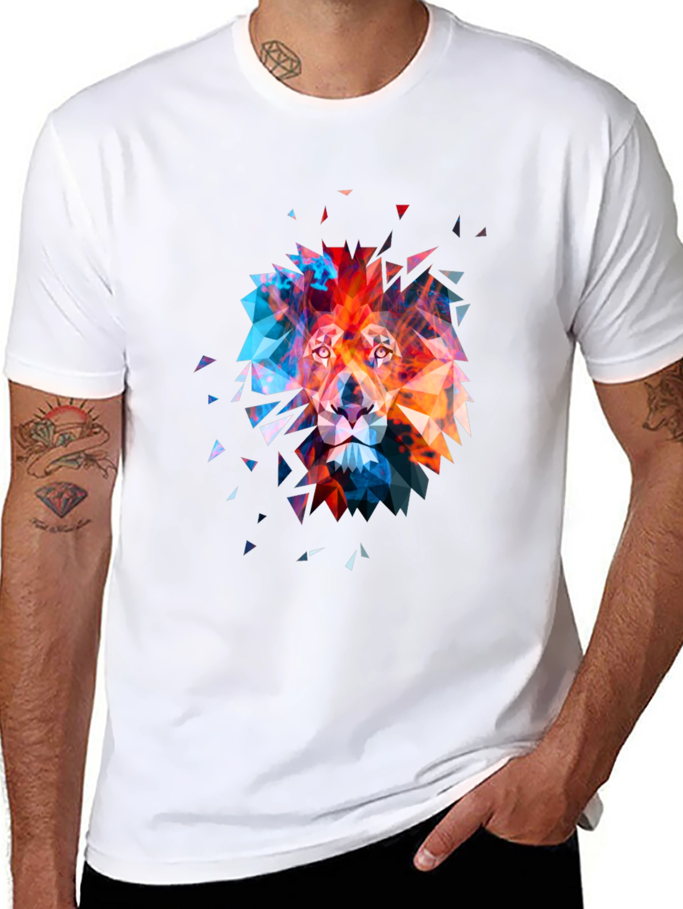 Geometric Lion Graphic Tee - Modern Art T-Shirt