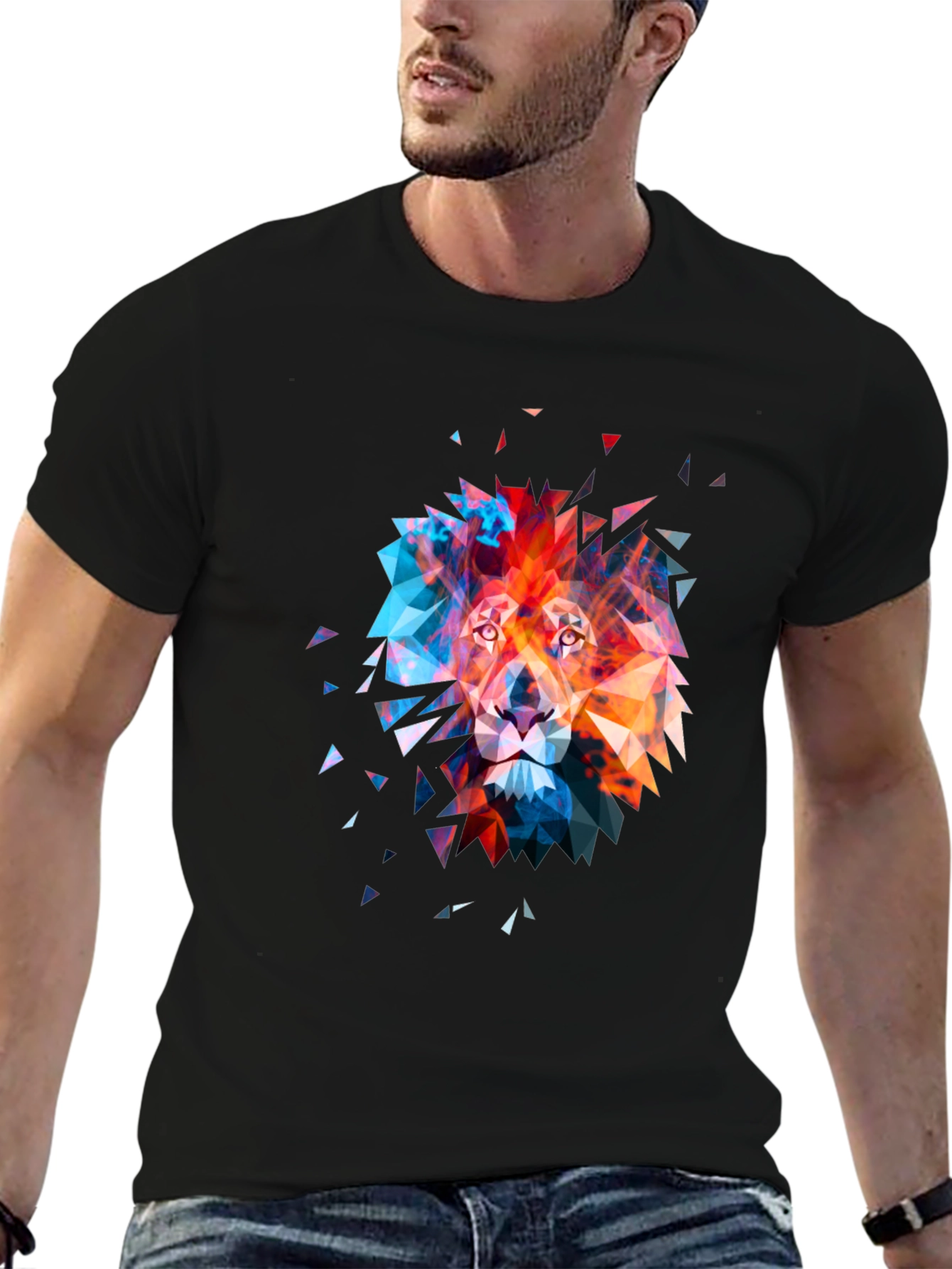 Geometric Lion Graphic Tee - Modern Art T-Shirt