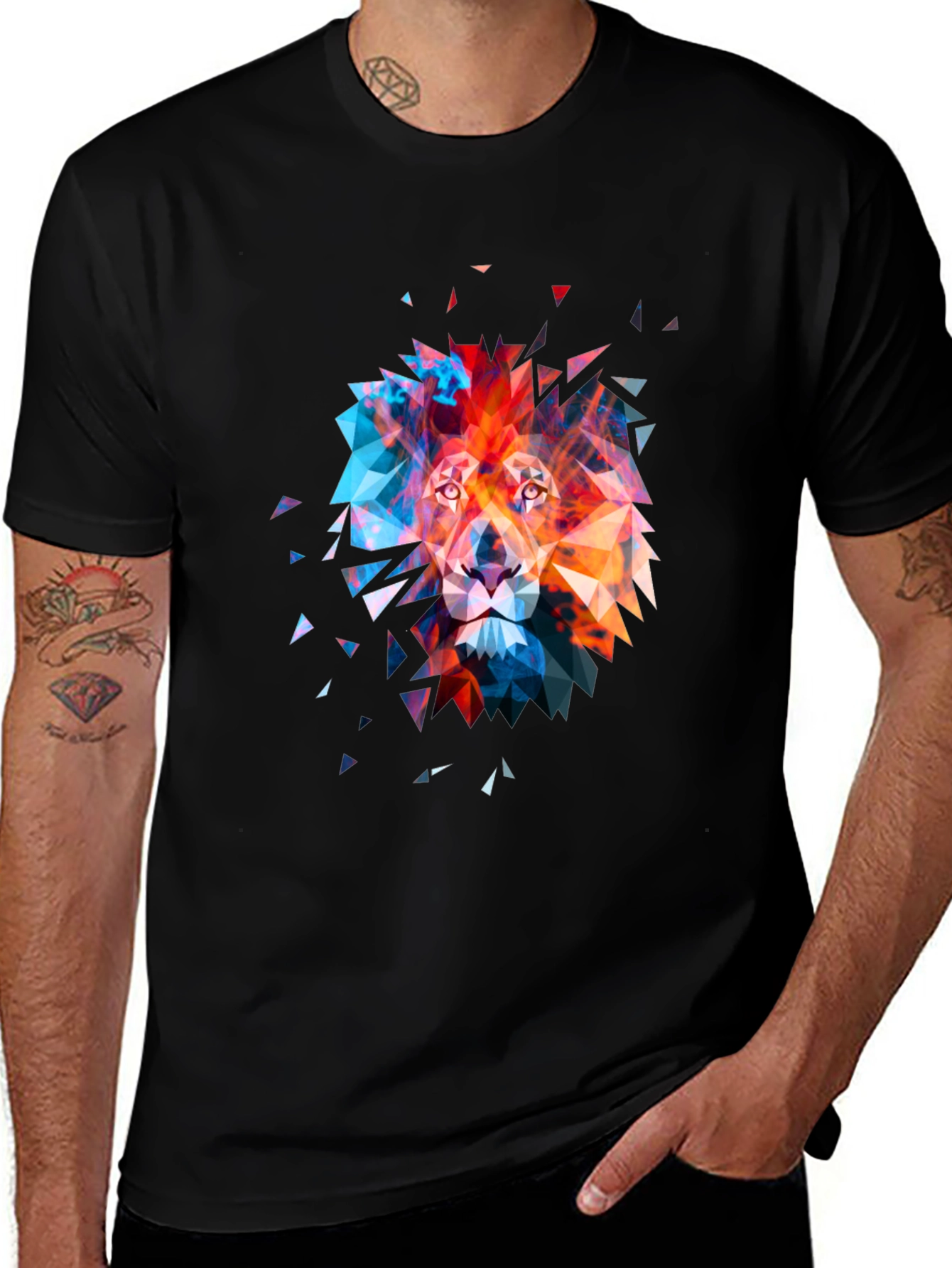 Geometric Lion Graphic Tee - Modern Art T-Shirt