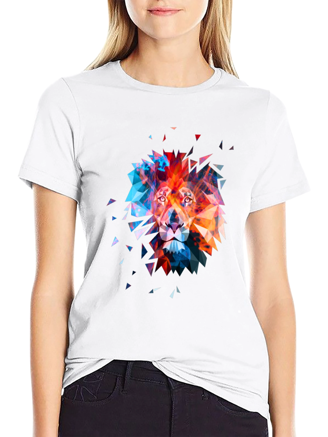 Geometric Lion Graphic Tee - Modern Art T-Shirt