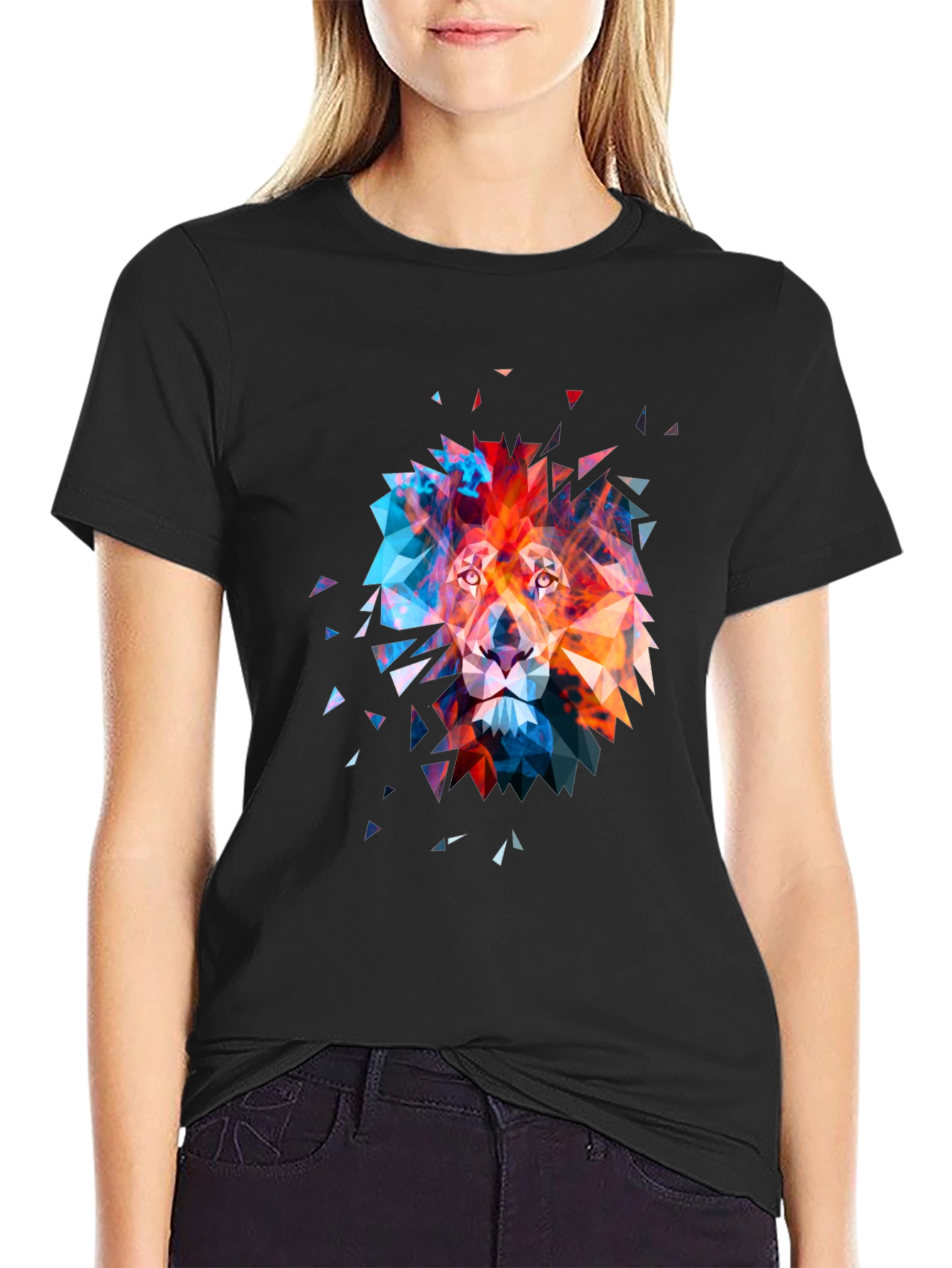 Geometric Lion Graphic Tee - Modern Art T-Shirt
