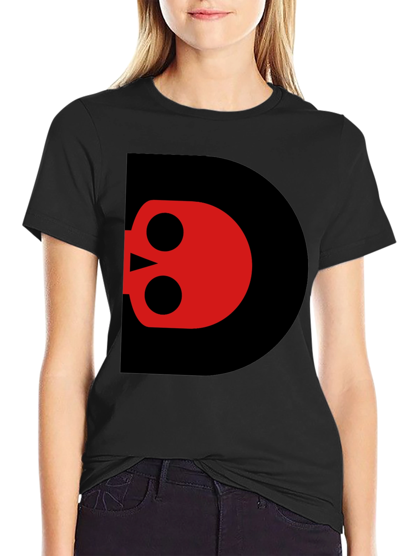 Skull Letter D Black T-Shirt