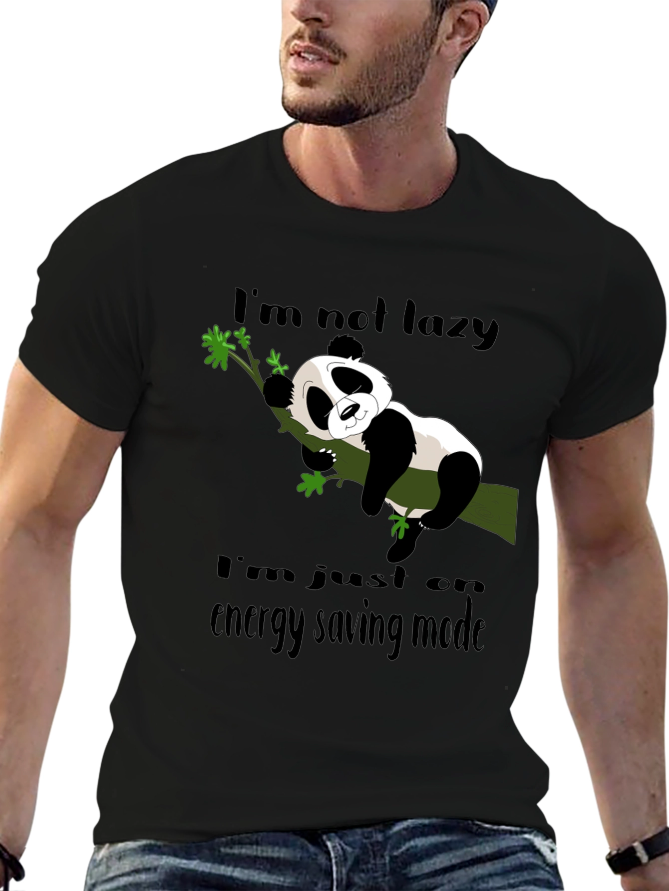 Lazy Panda Energy Saving Mode Graphic T-Shirt