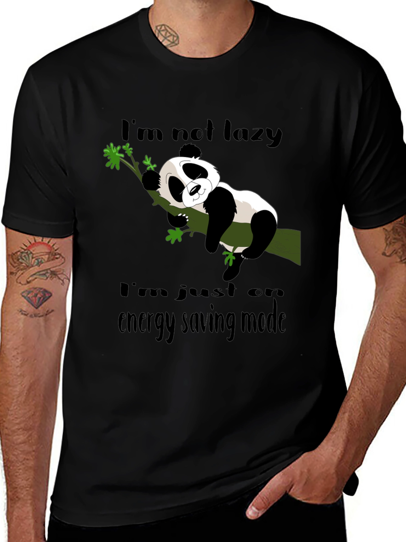 Lazy Panda Energy Saving Mode Graphic T-Shirt
