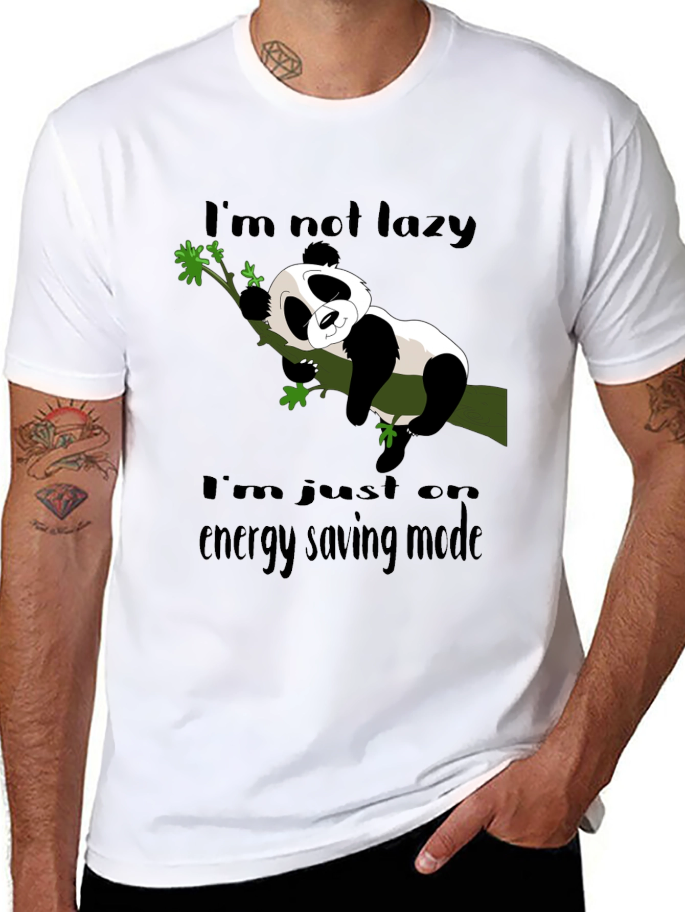 Lazy Panda Energy Saving Mode Graphic T-Shirt