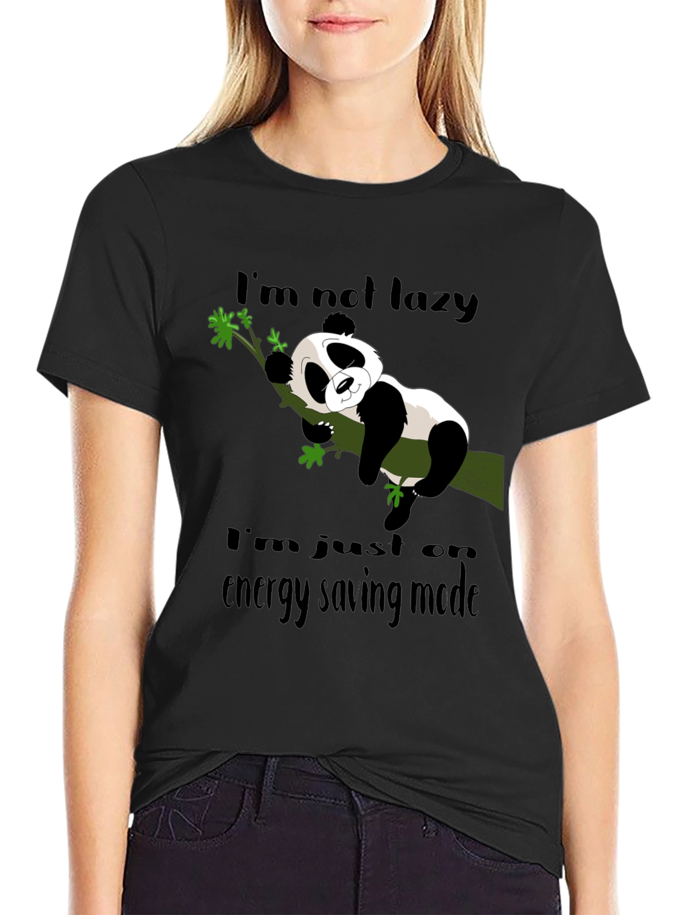 Lazy Panda Energy Saving Mode Graphic T-Shirt