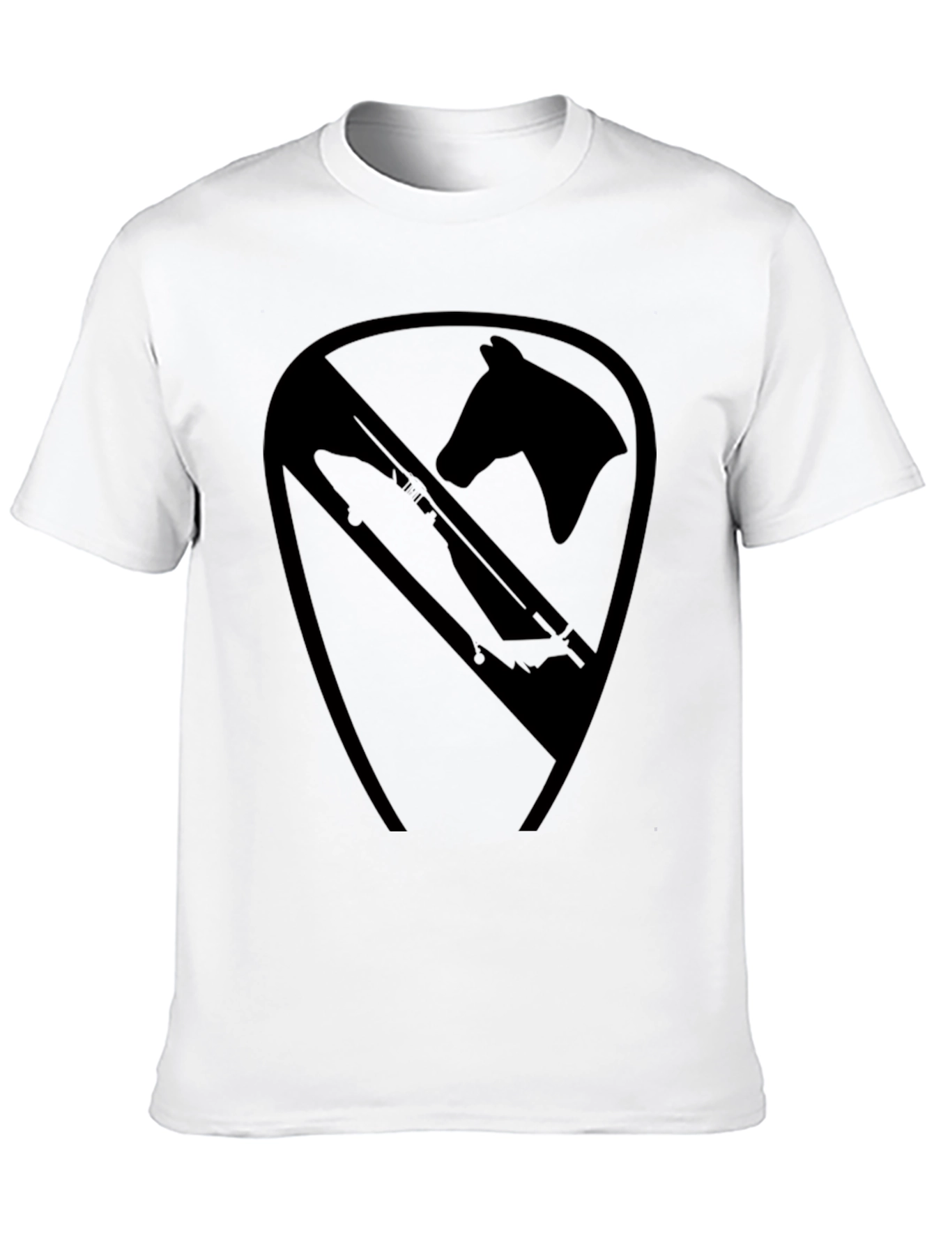 Black T-Shirt with Horse and Rifle Graphic