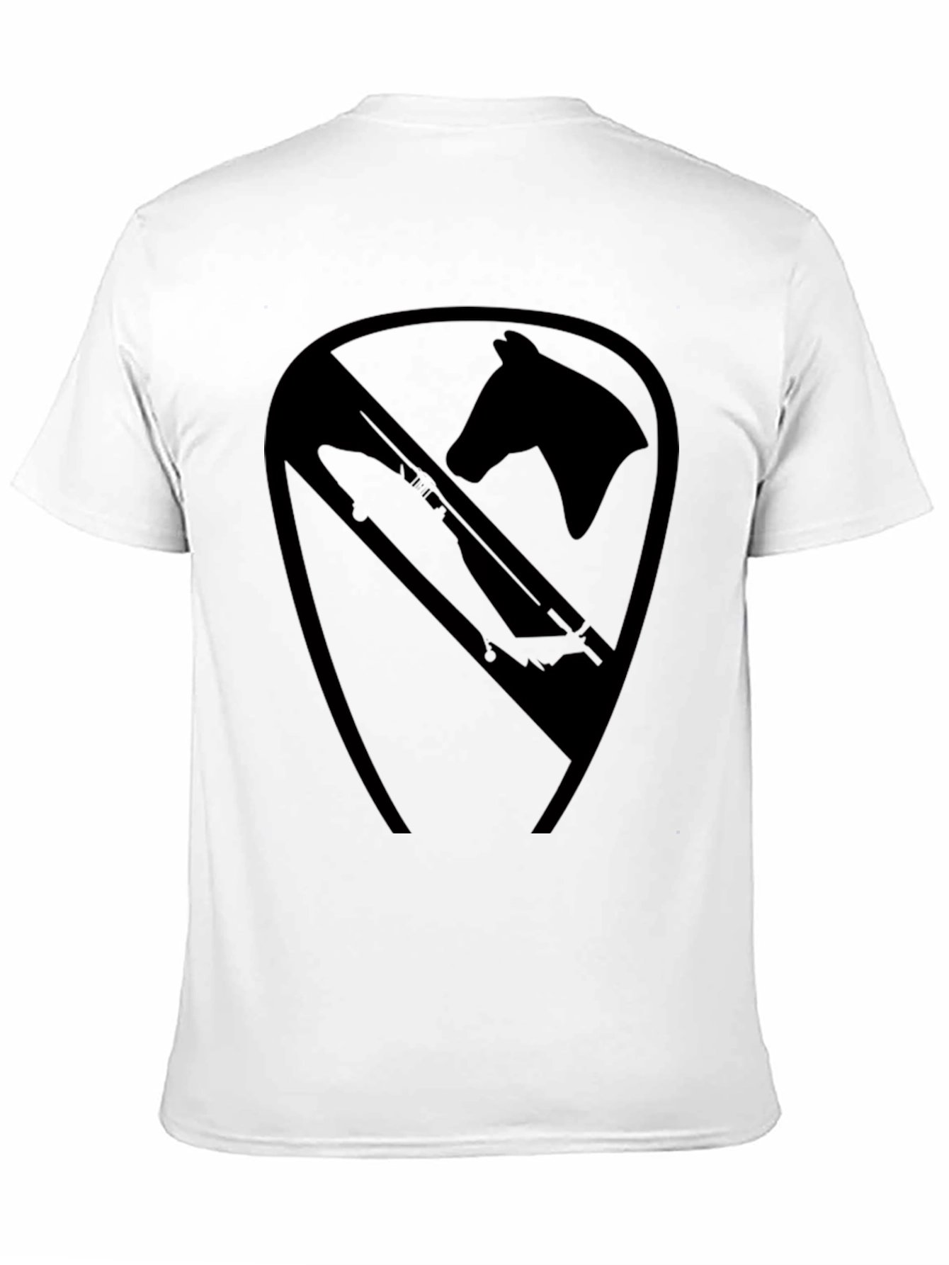 Black T-Shirt with Horse and Rifle Graphic