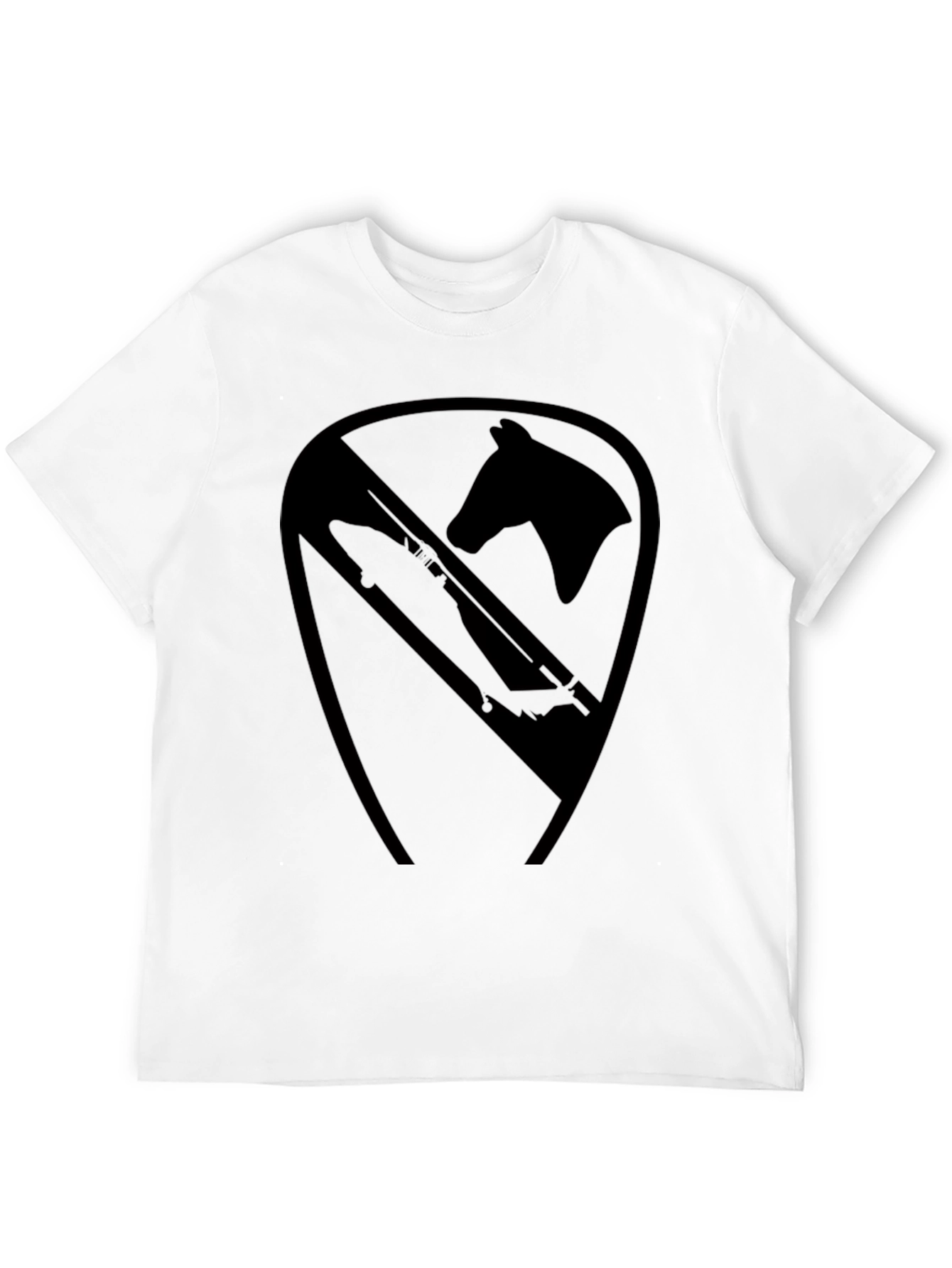 Black T-Shirt with Horse and Rifle Graphic