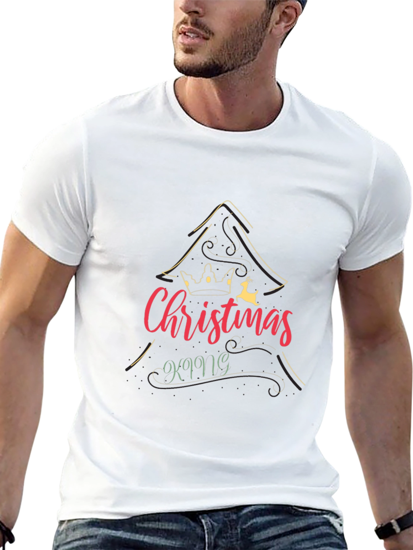 Christmas King Graphic Print Crew Neck T-Shirt