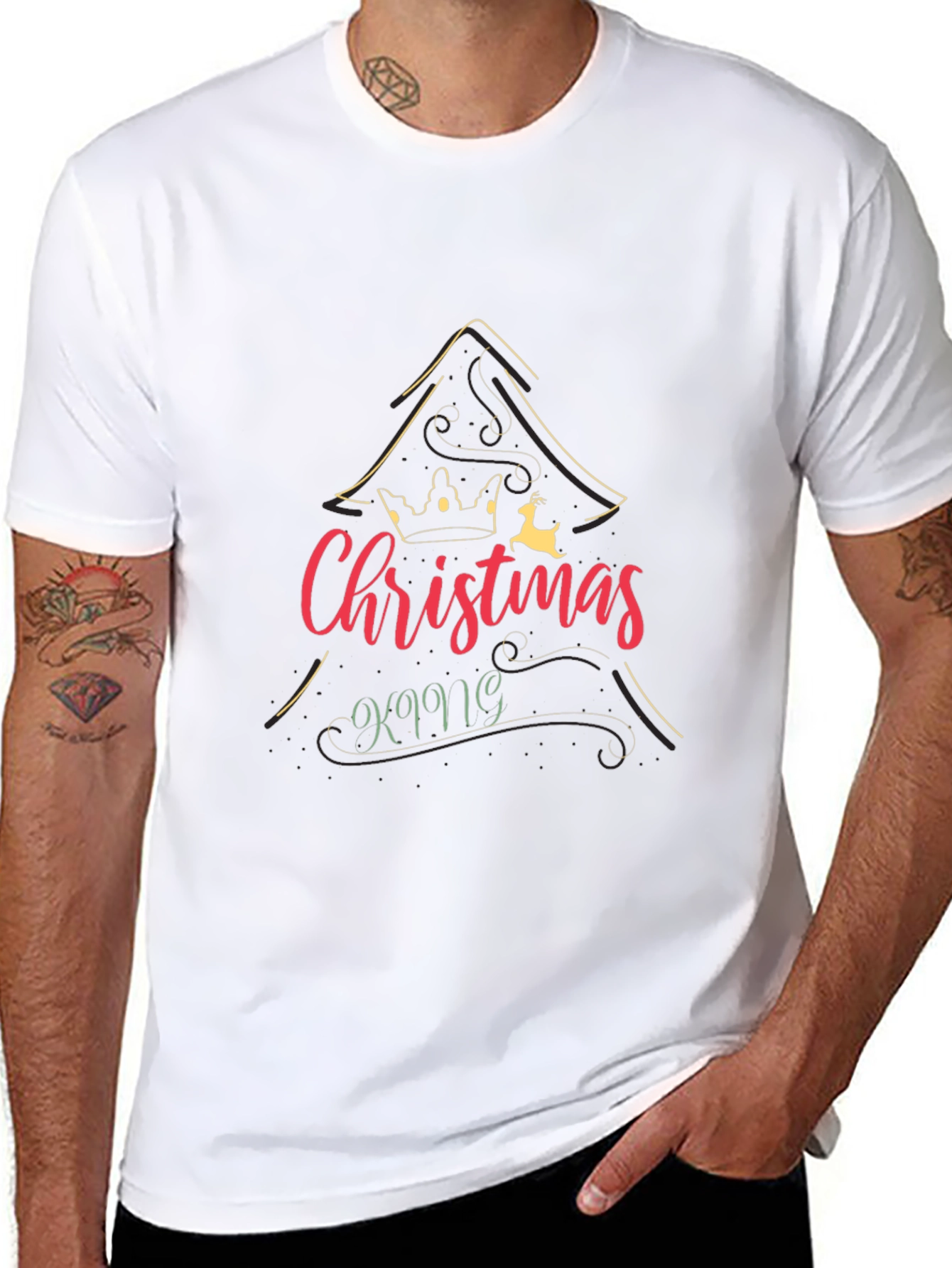 Christmas King Graphic Print Crew Neck T-Shirt