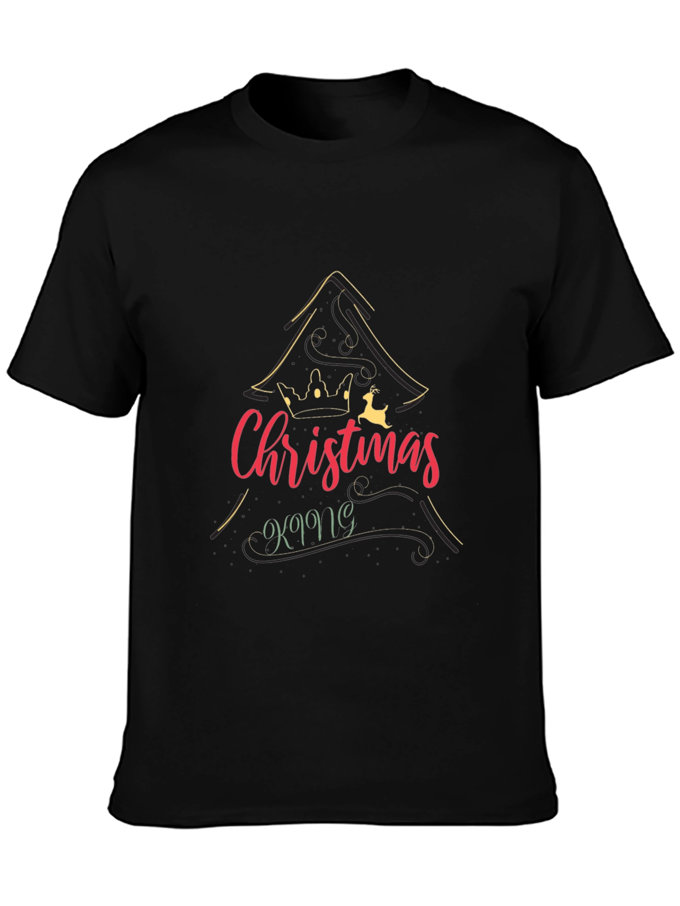 Christmas King Graphic Print Crew Neck T-Shirt