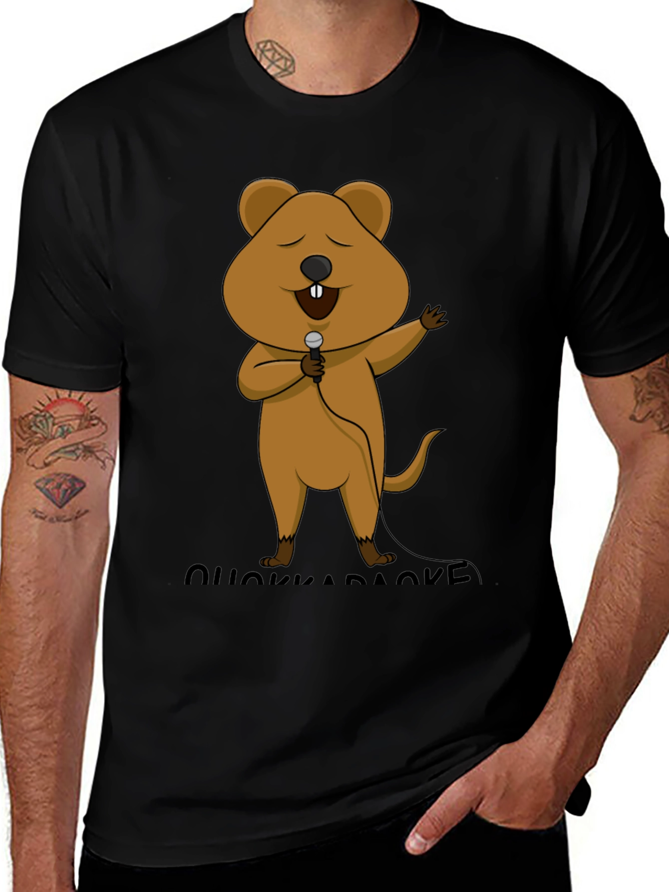 Quokka Karaoke T-Shirt - Cute Cartoon Graphic Tee