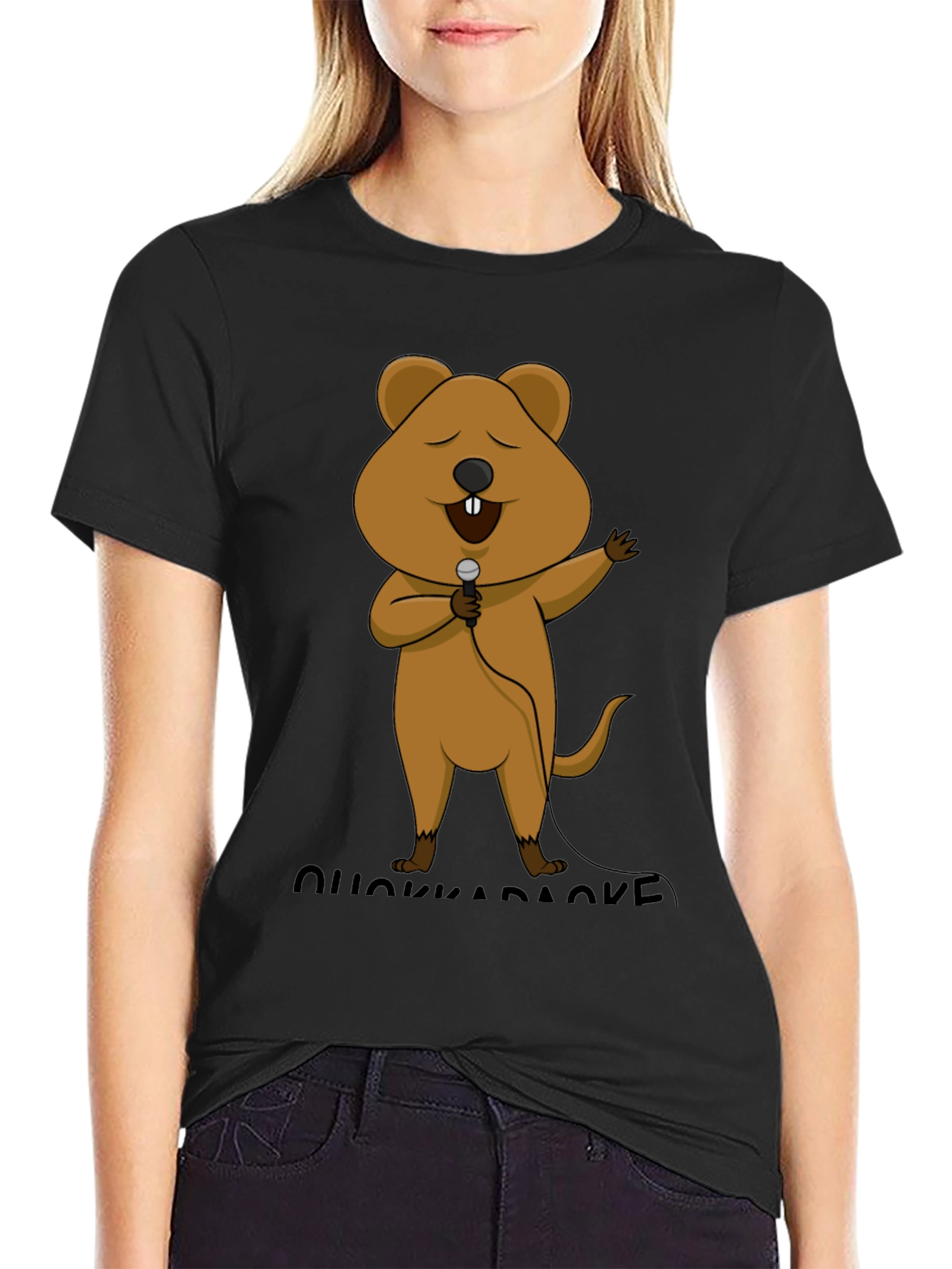 Quokka Karaoke T-Shirt - Cute Cartoon Graphic Tee