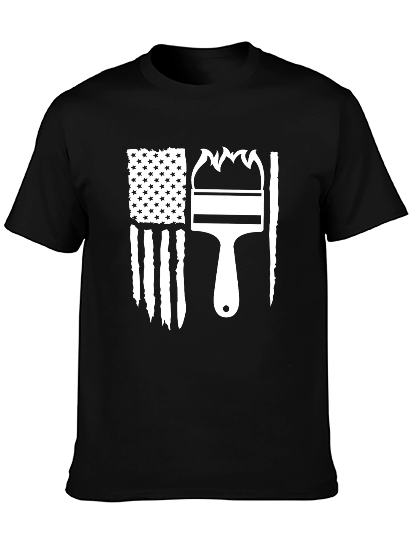 Patriotic Painter T-Shirt - American Flag Paintbrush Design
